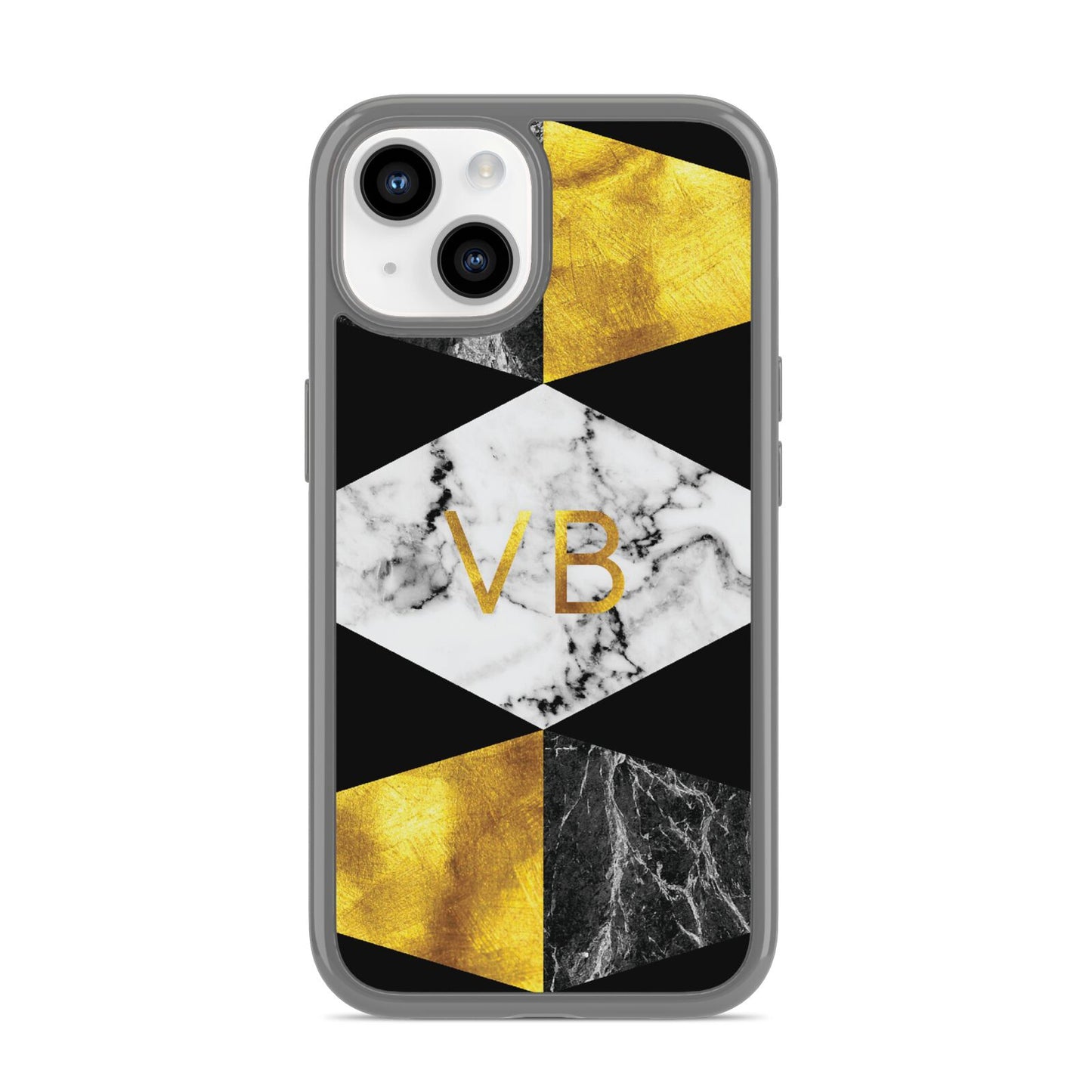 Personalised Gold Marble Initials iPhone 14 Clear Tough Case Starlight