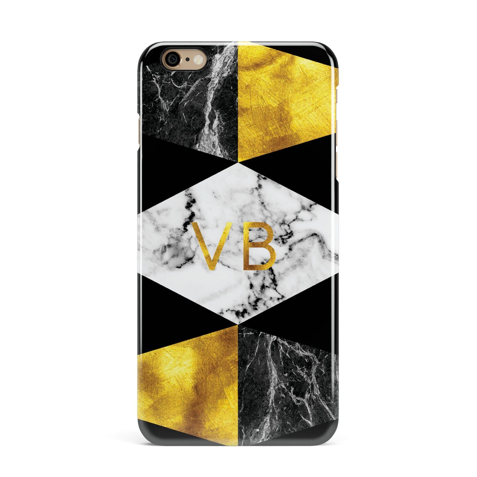 Personalised Gold Marble Initials iPhone 6 Plus 3D Snap Case on Gold Phone