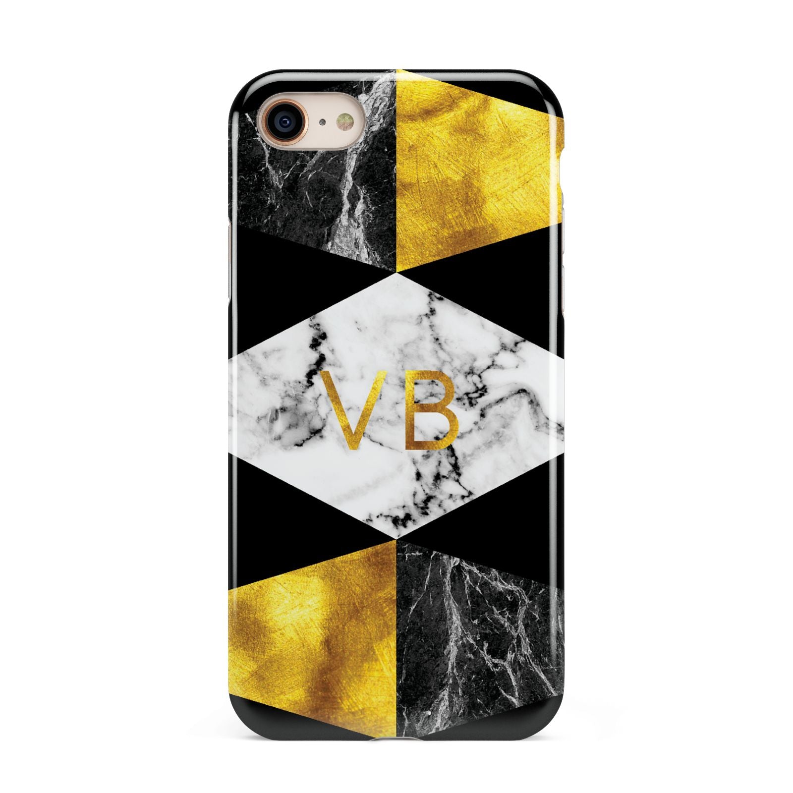 Personalised Gold Marble Initials iPhone 8 3D Tough Case on Gold Phone