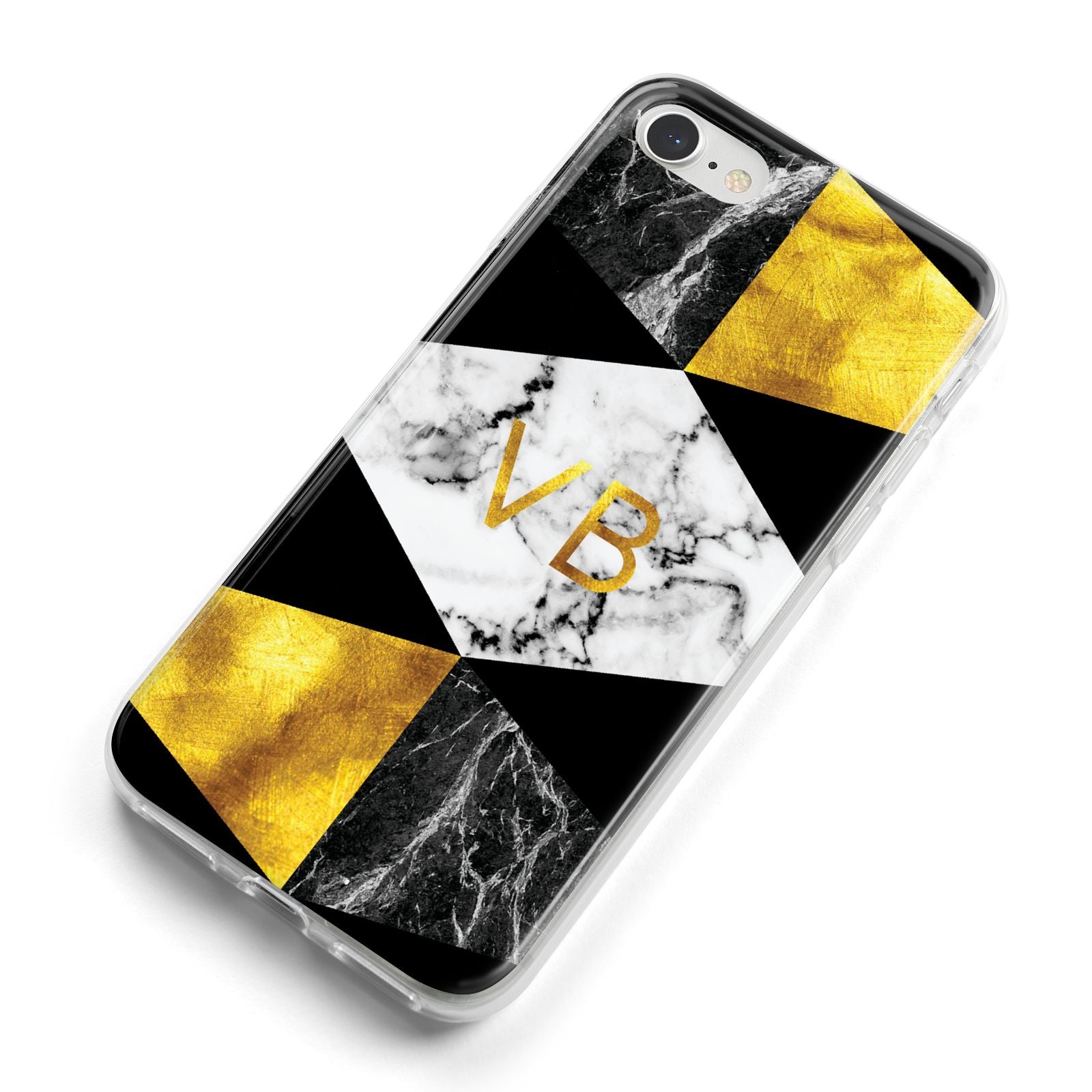 Personalised Gold Marble Initials iPhone 8 Bumper Case on Silver iPhone Alternative Image