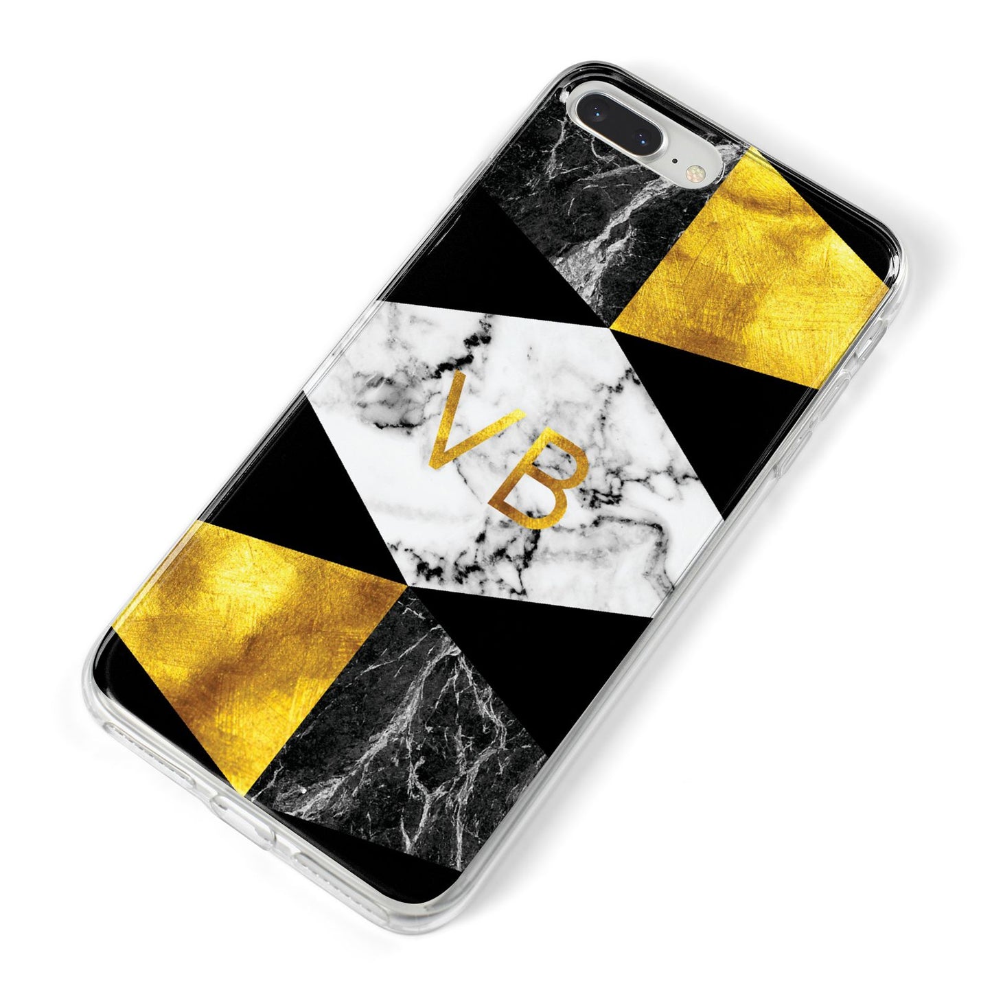 Personalised Gold Marble Initials iPhone 8 Plus Bumper Case on Silver iPhone Alternative Image