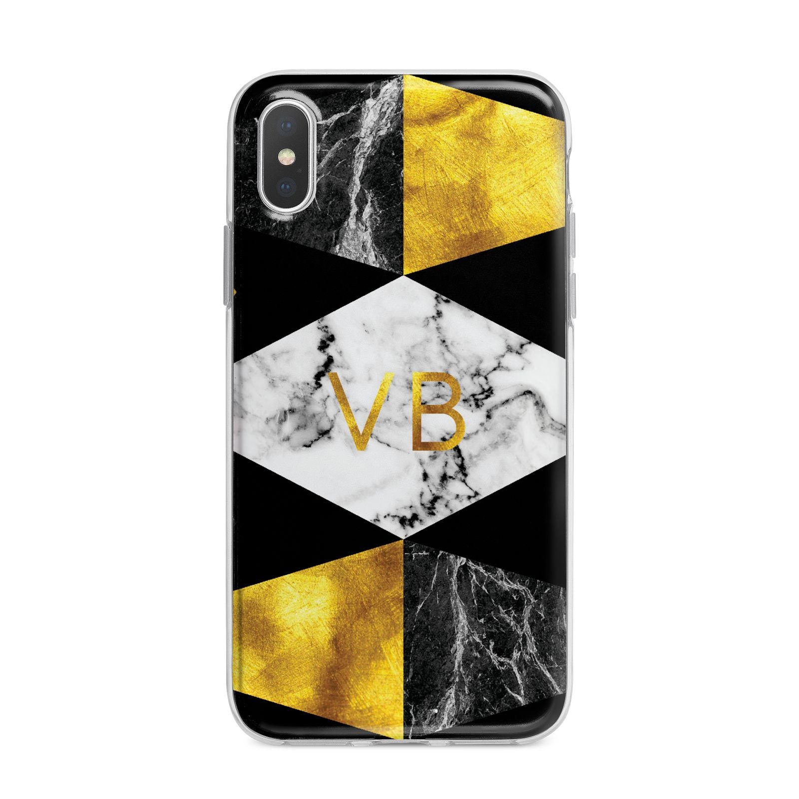 Personalised Gold Marble Initials iPhone X Bumper Case on Silver iPhone Alternative Image 1