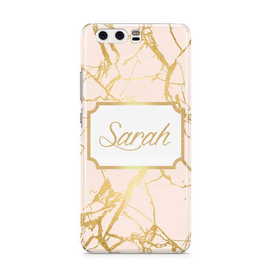 Personalised Gold Marble Pink Name Huawei P10 Phone Case