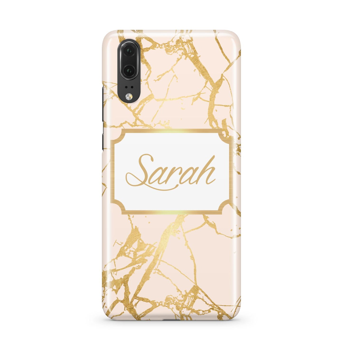 Personalised Gold Marble Pink Name Huawei P20 Phone Case