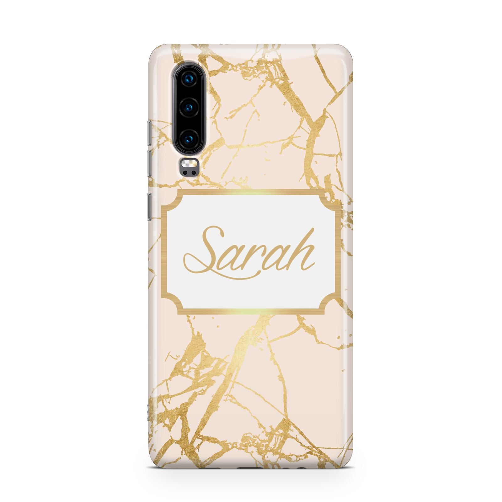 Personalised Gold Marble Pink Name Huawei P30 Phone Case