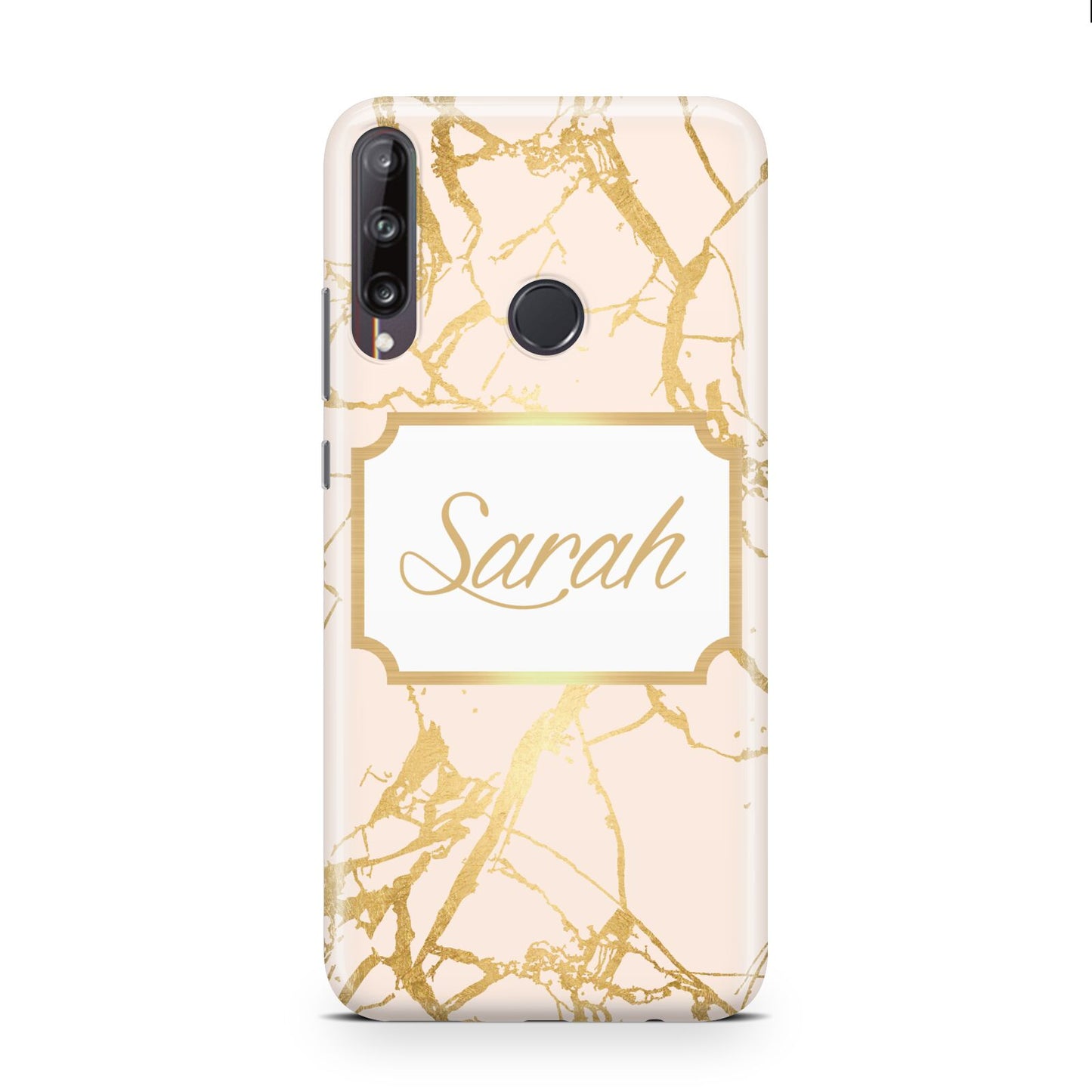 Personalised Gold Marble Pink Name Huawei P40 Lite E Phone Case