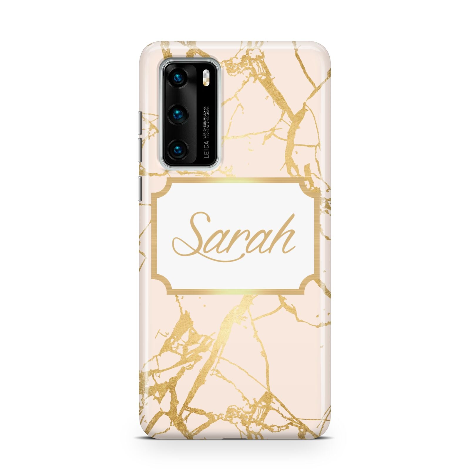 Personalised Gold Marble Pink Name Huawei P40 Phone Case