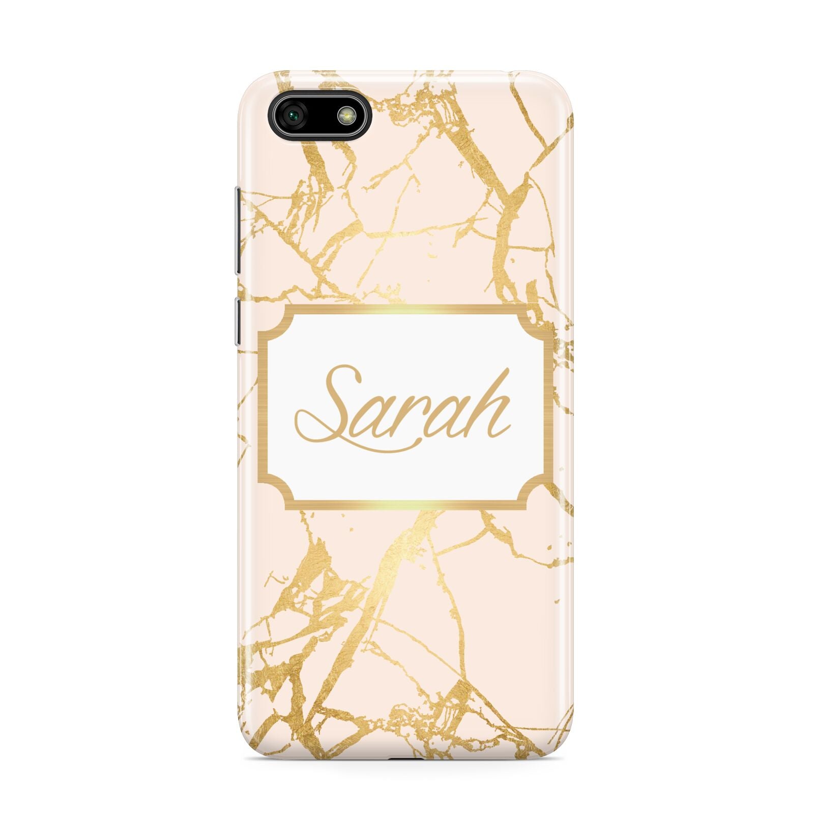 Personalised Gold Marble Pink Name Huawei Y5 Prime 2018 Phone Case