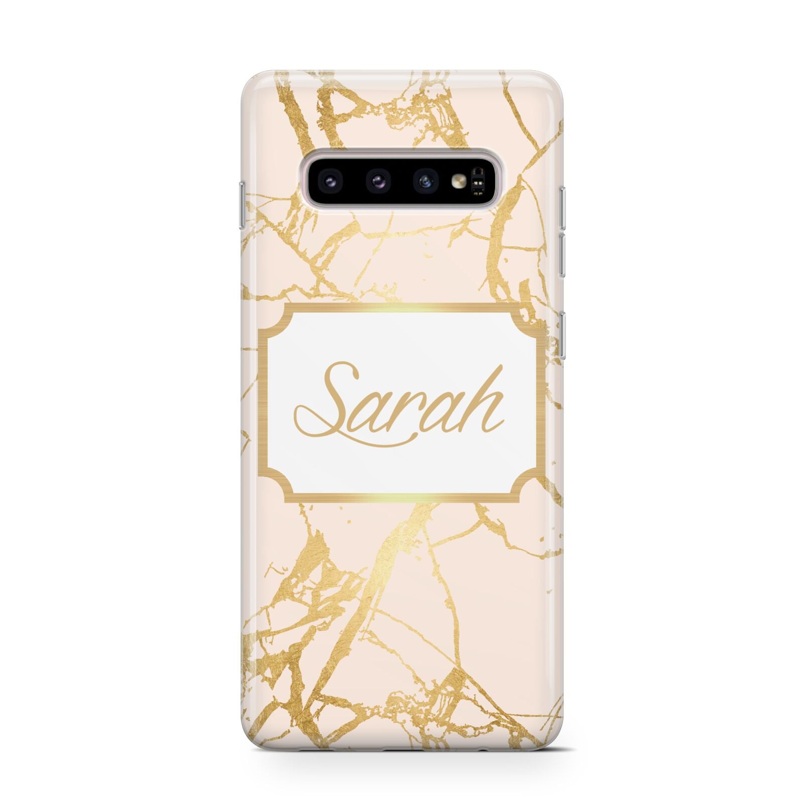 Personalised Gold Marble Pink Name Protective Samsung Galaxy Case