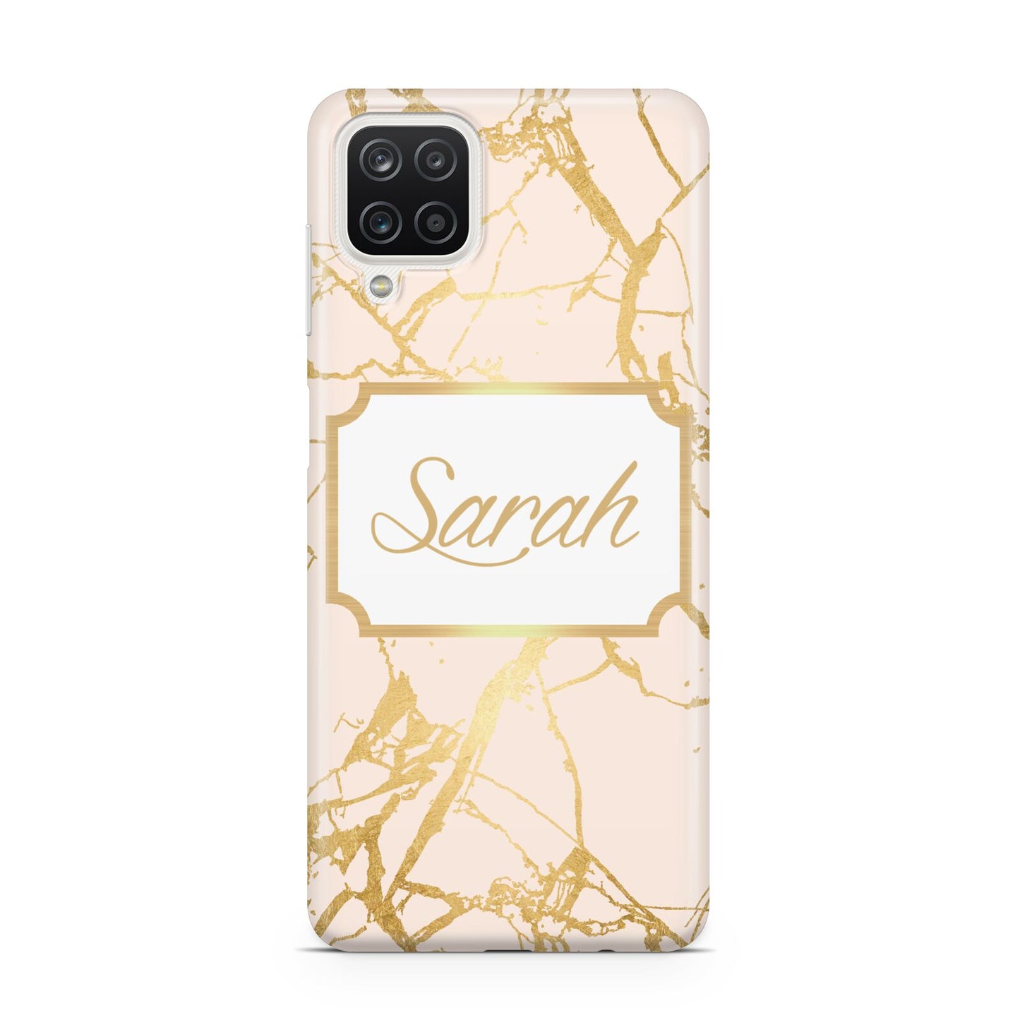 Personalised Gold Marble Pink Name Samsung A12 Case