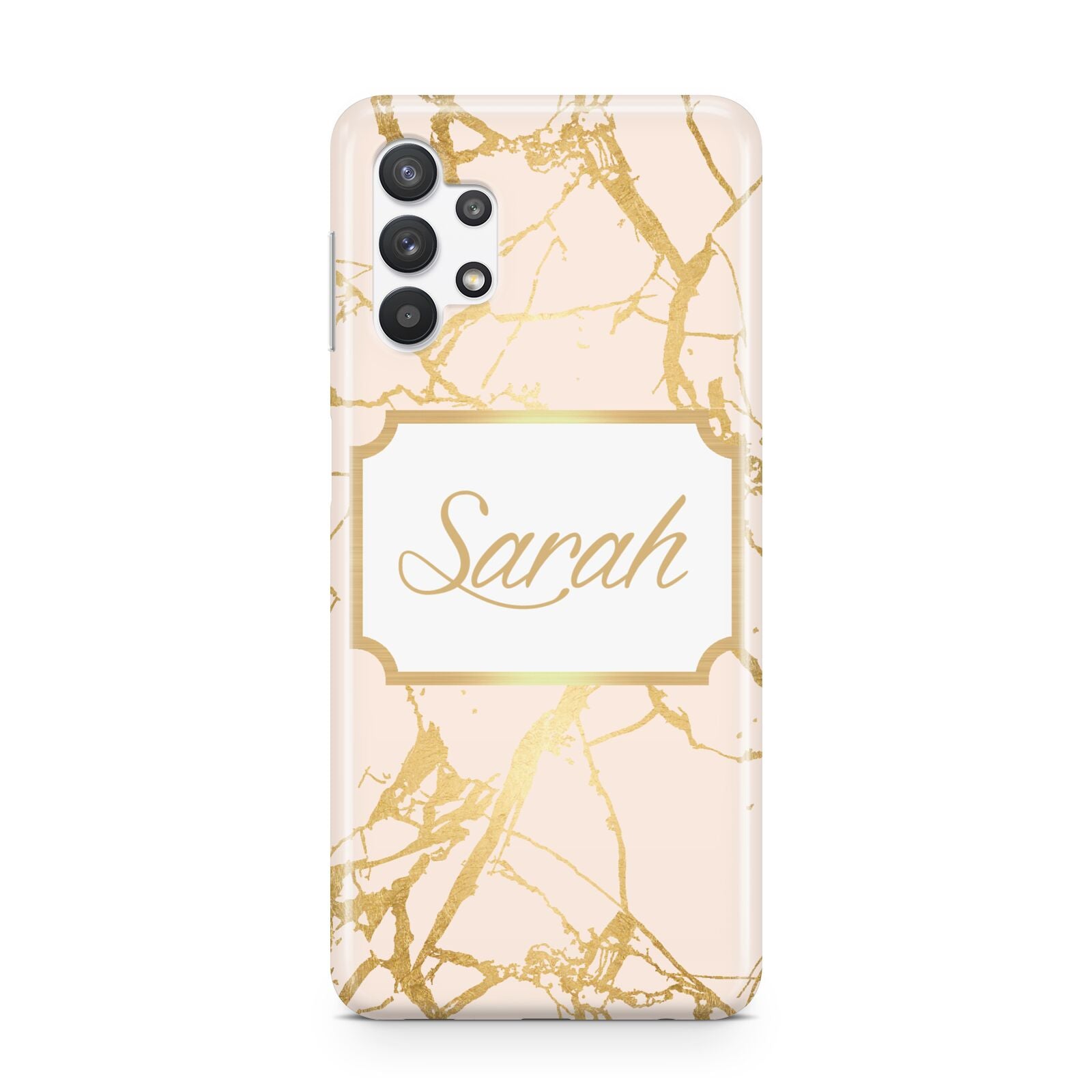 Personalised Gold Marble Pink Name Samsung A32 5G Case