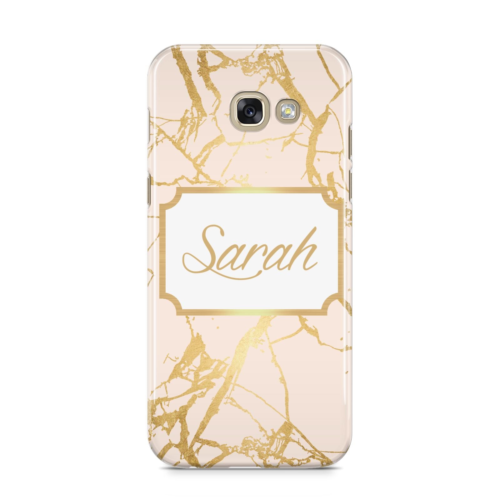 Personalised Gold Marble Pink Name Samsung Galaxy A5 2017 Case on gold phone