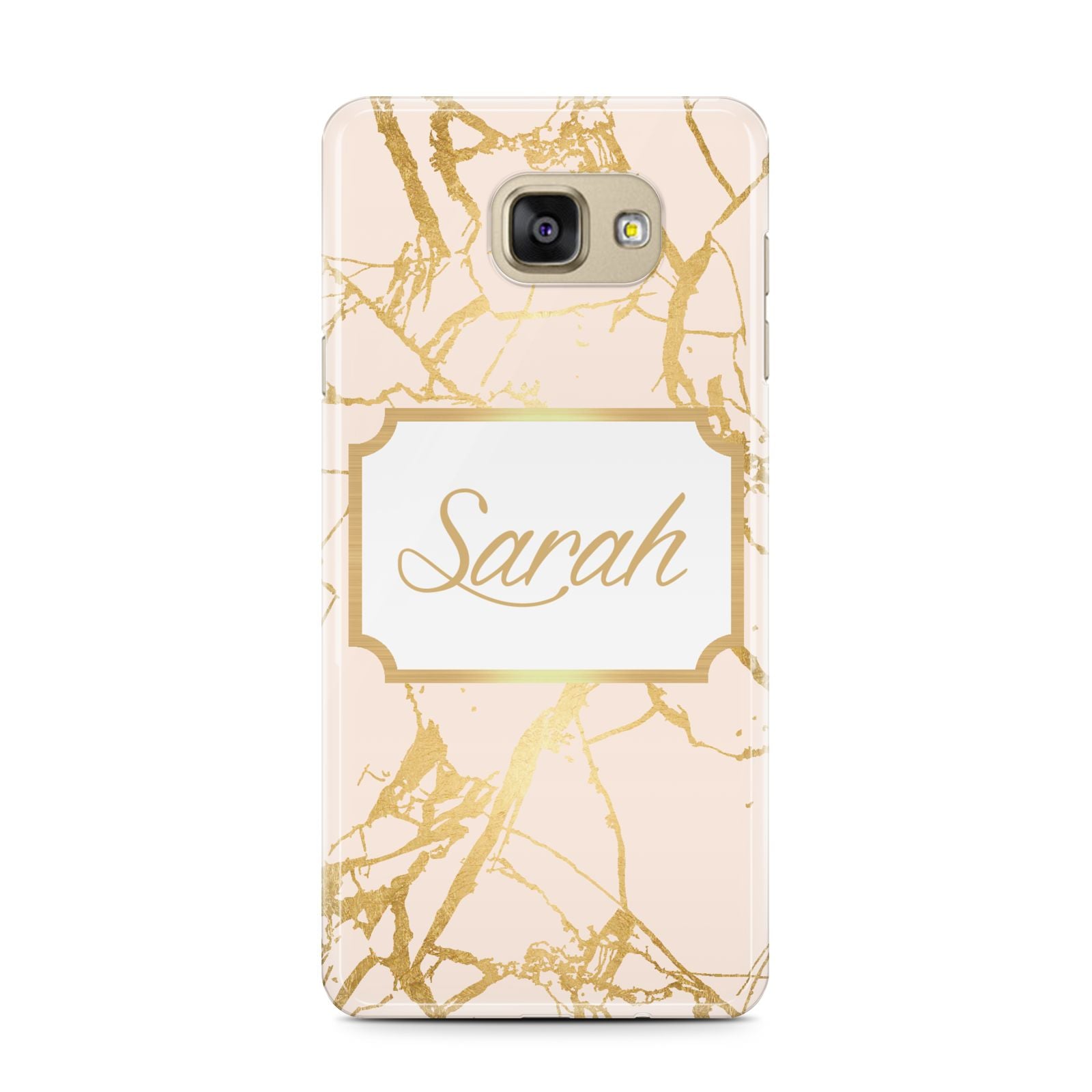 Personalised Gold Marble Pink Name Samsung Galaxy A7 2016 Case on gold phone