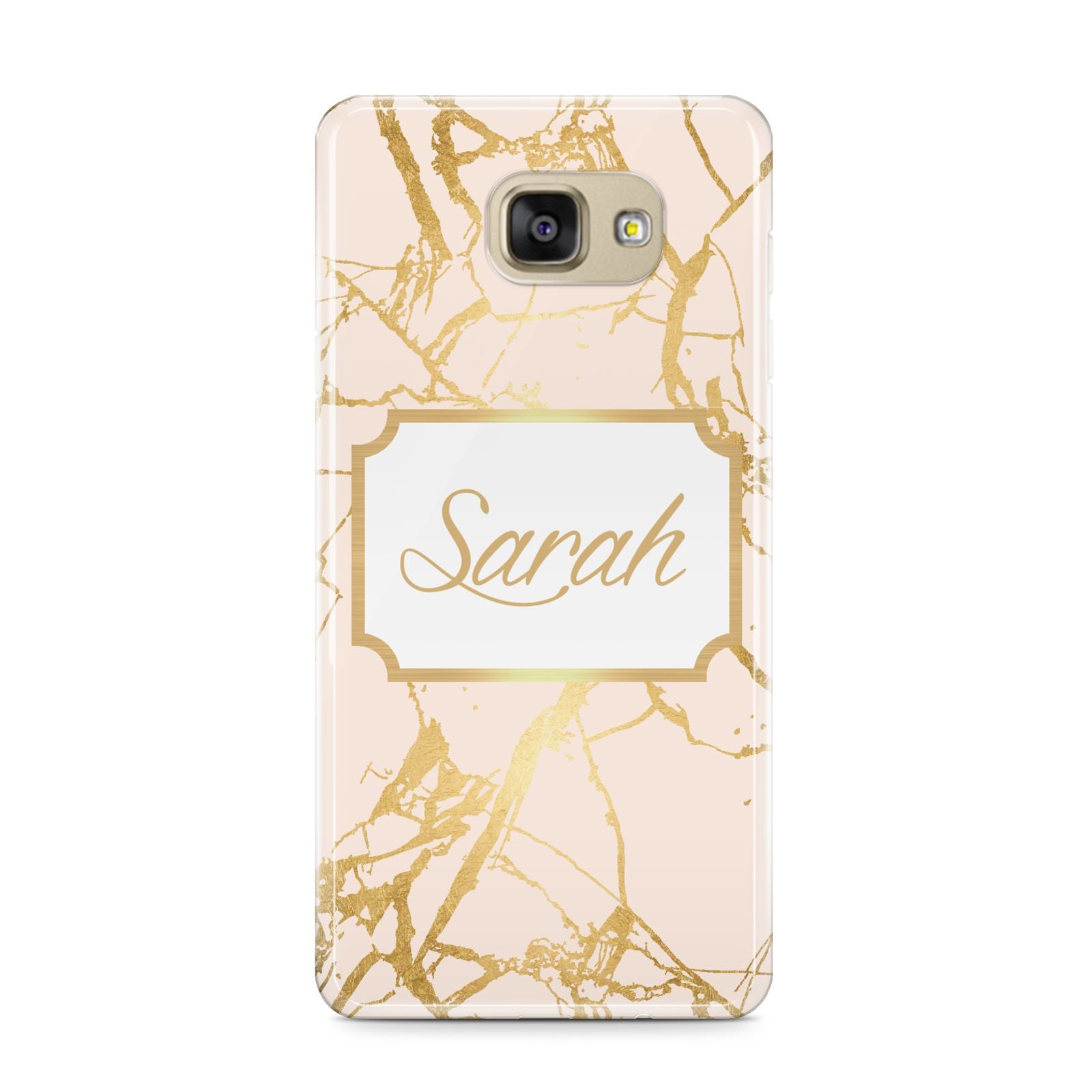 Personalised Gold Marble Pink Name Samsung Galaxy A9 2016 Case on gold phone