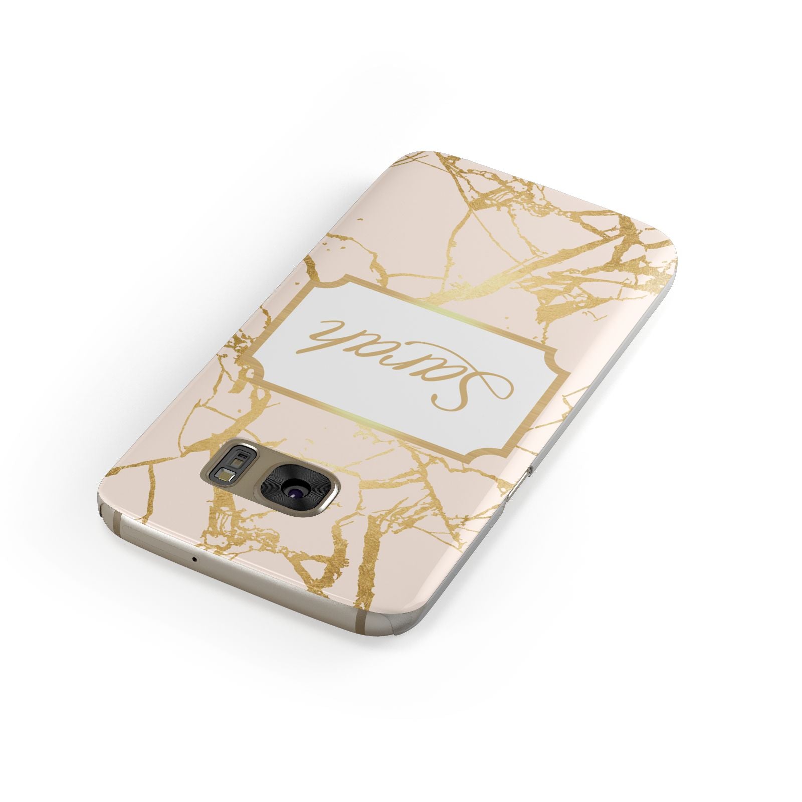 Personalised Gold Marble Pink Name Samsung Galaxy Case Front Close Up