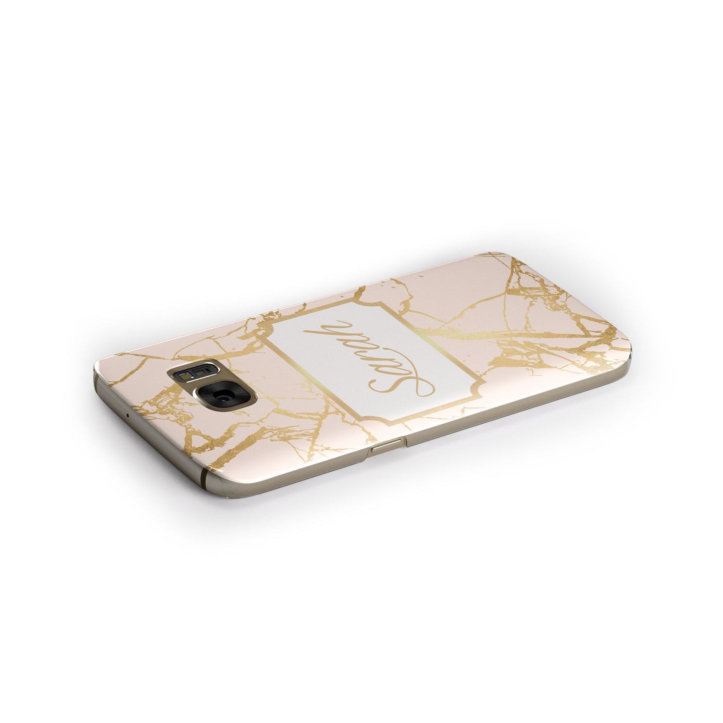 Personalised Gold Marble Pink Name Samsung Galaxy Case Side Close Up