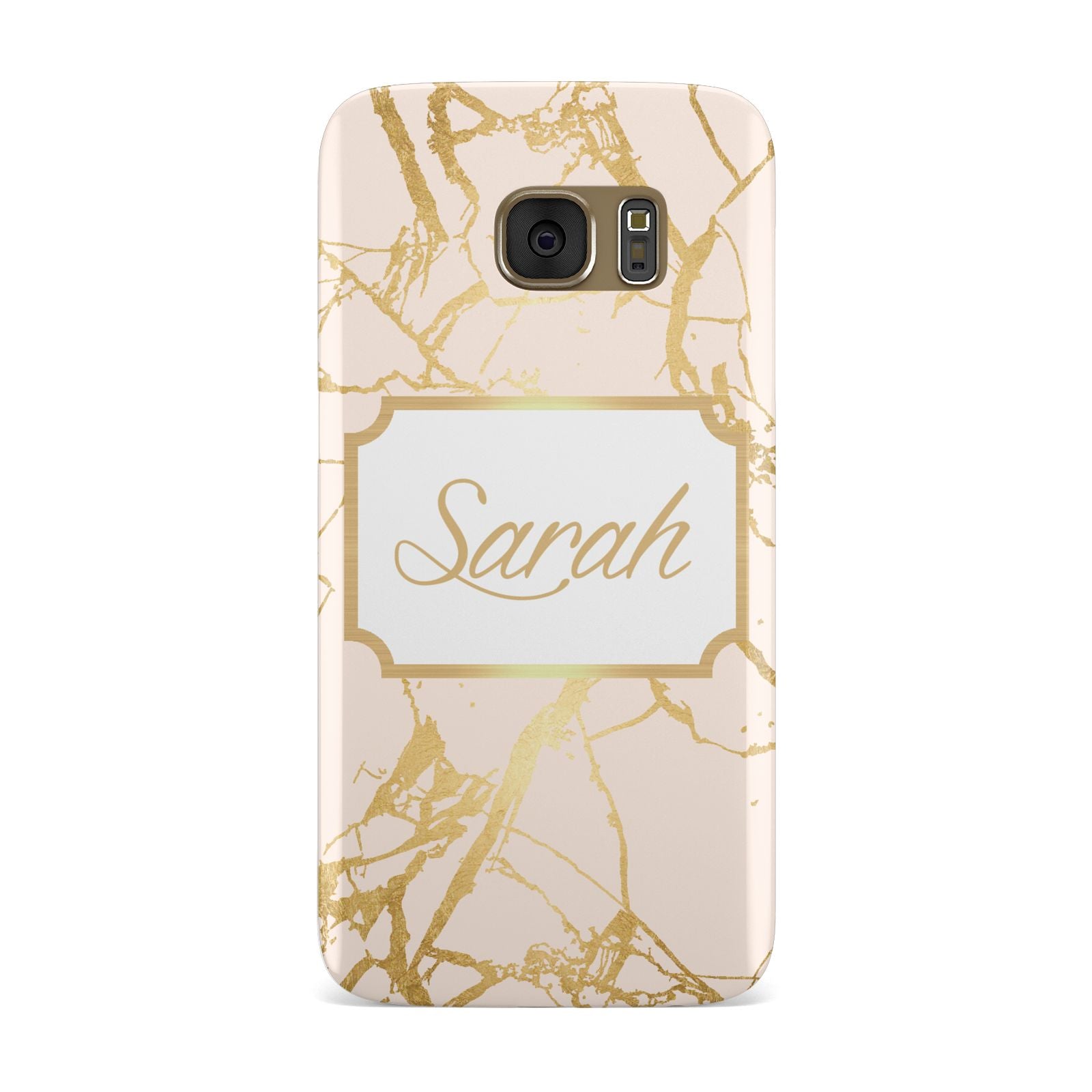 Personalised Gold Marble Pink Name Samsung Galaxy Case