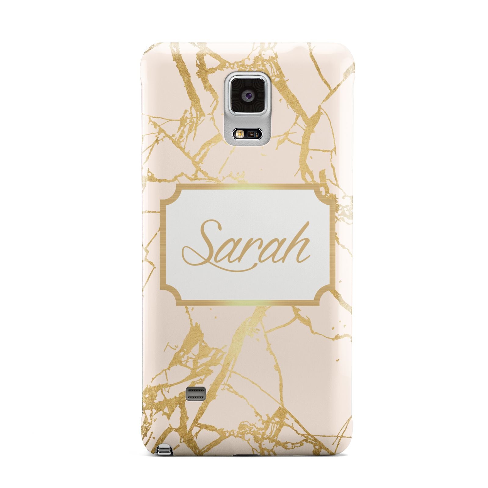 Personalised Gold Marble Pink Name Samsung Galaxy Note 4 Case