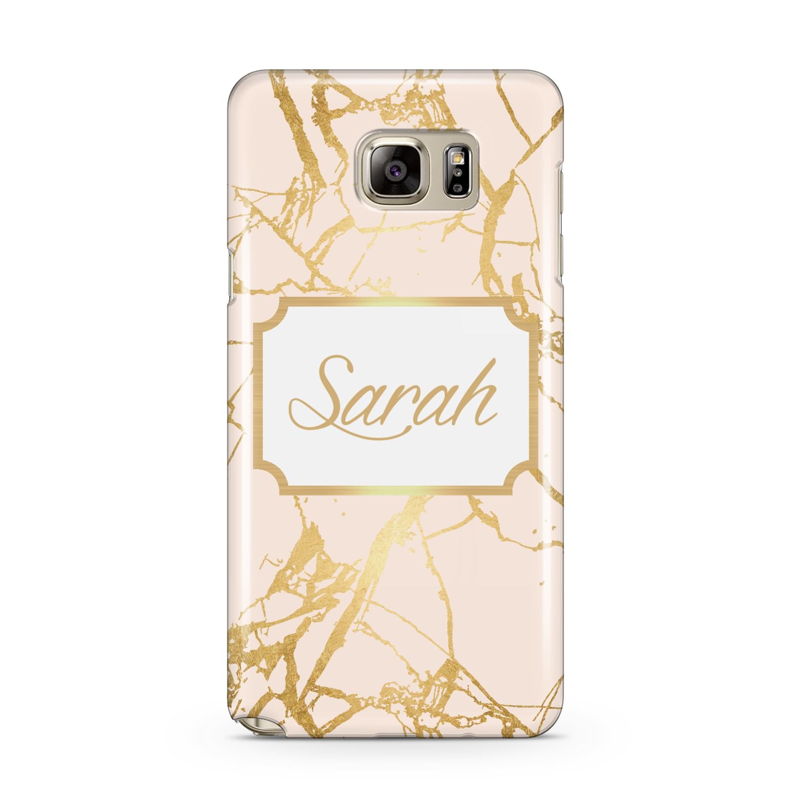 Personalised Gold Marble Pink Name Samsung Galaxy Note 5 Case