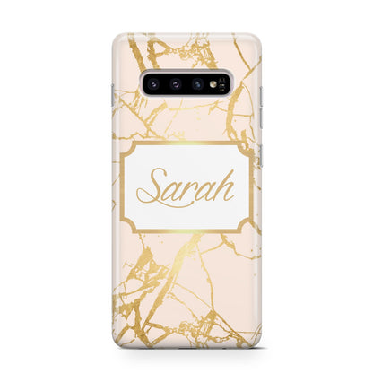 Personalised Gold Marble Pink Name Samsung Galaxy S10 Case