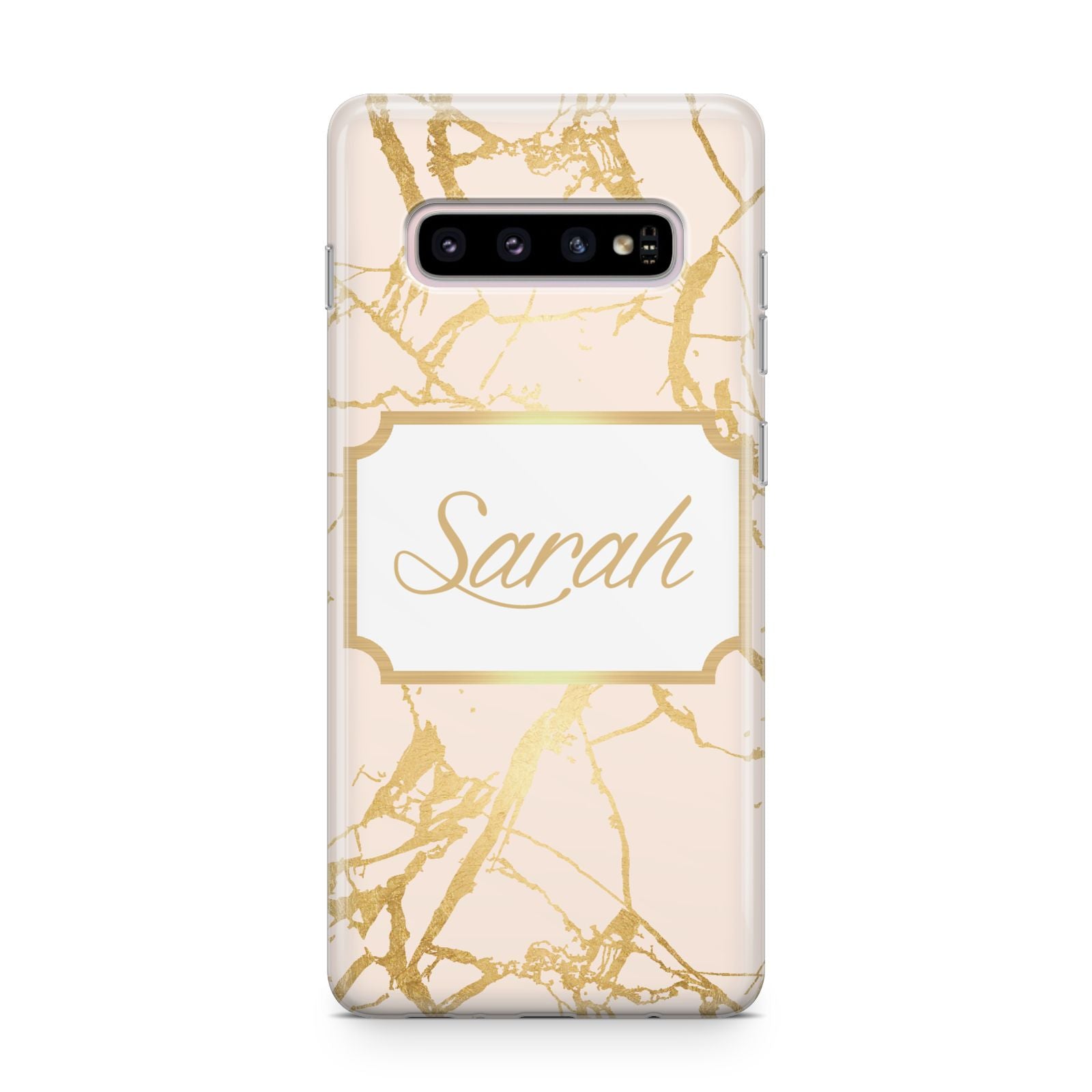 Personalised Gold Marble Pink Name Samsung Galaxy S10 Plus Case