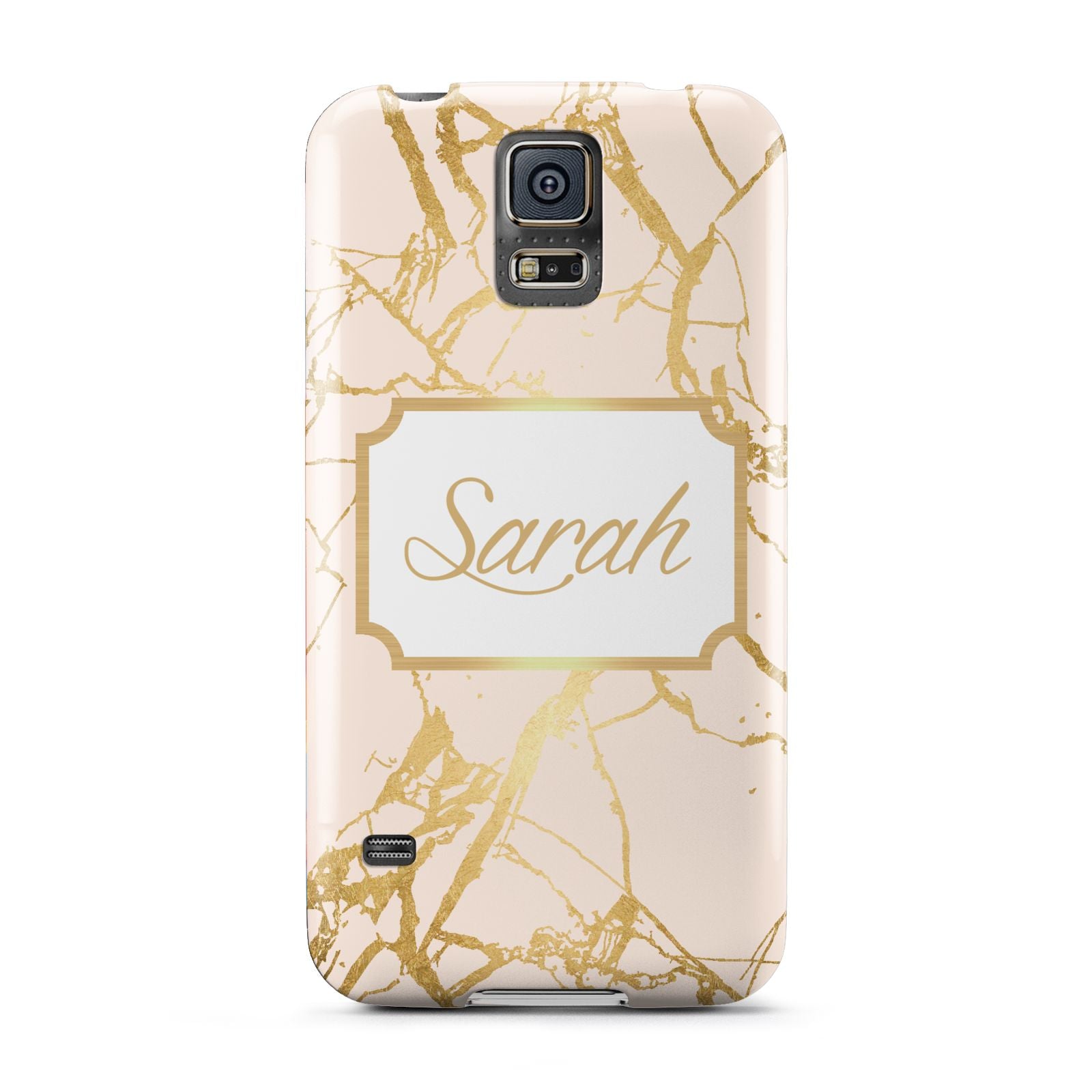 Personalised Gold Marble Pink Name Samsung Galaxy S5 Case