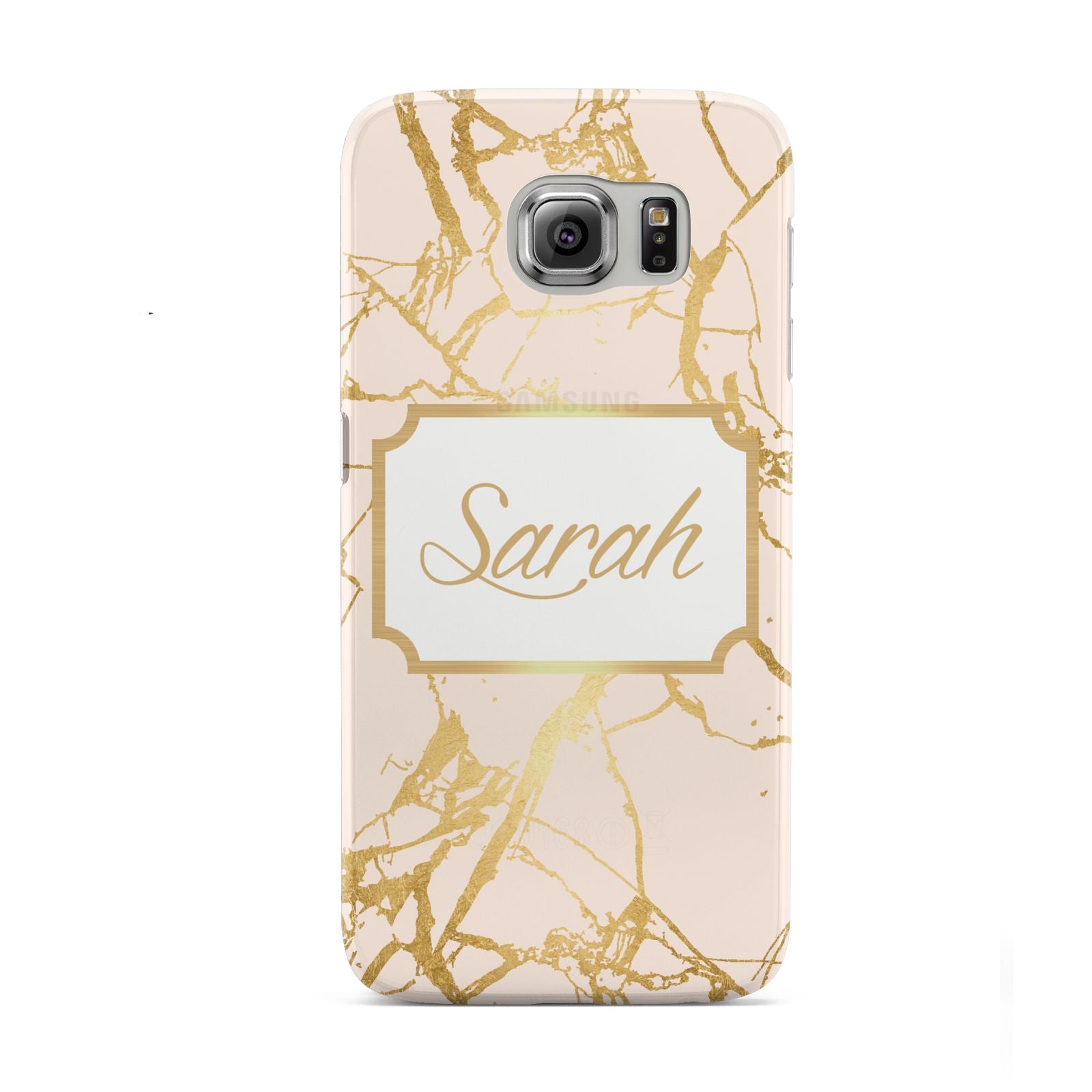 Personalised Gold Marble Pink Name Samsung Galaxy S6 Case