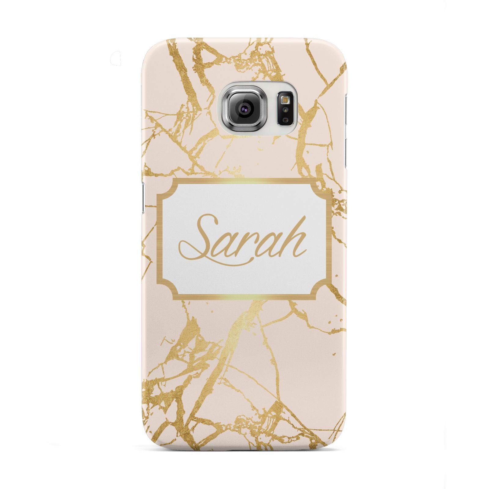 Personalised Gold Marble Pink Name Samsung Galaxy S6 Edge Case