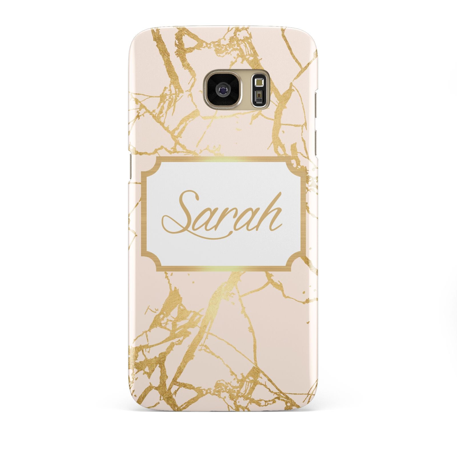 Personalised Gold Marble Pink Name Samsung Galaxy S7 Edge Case