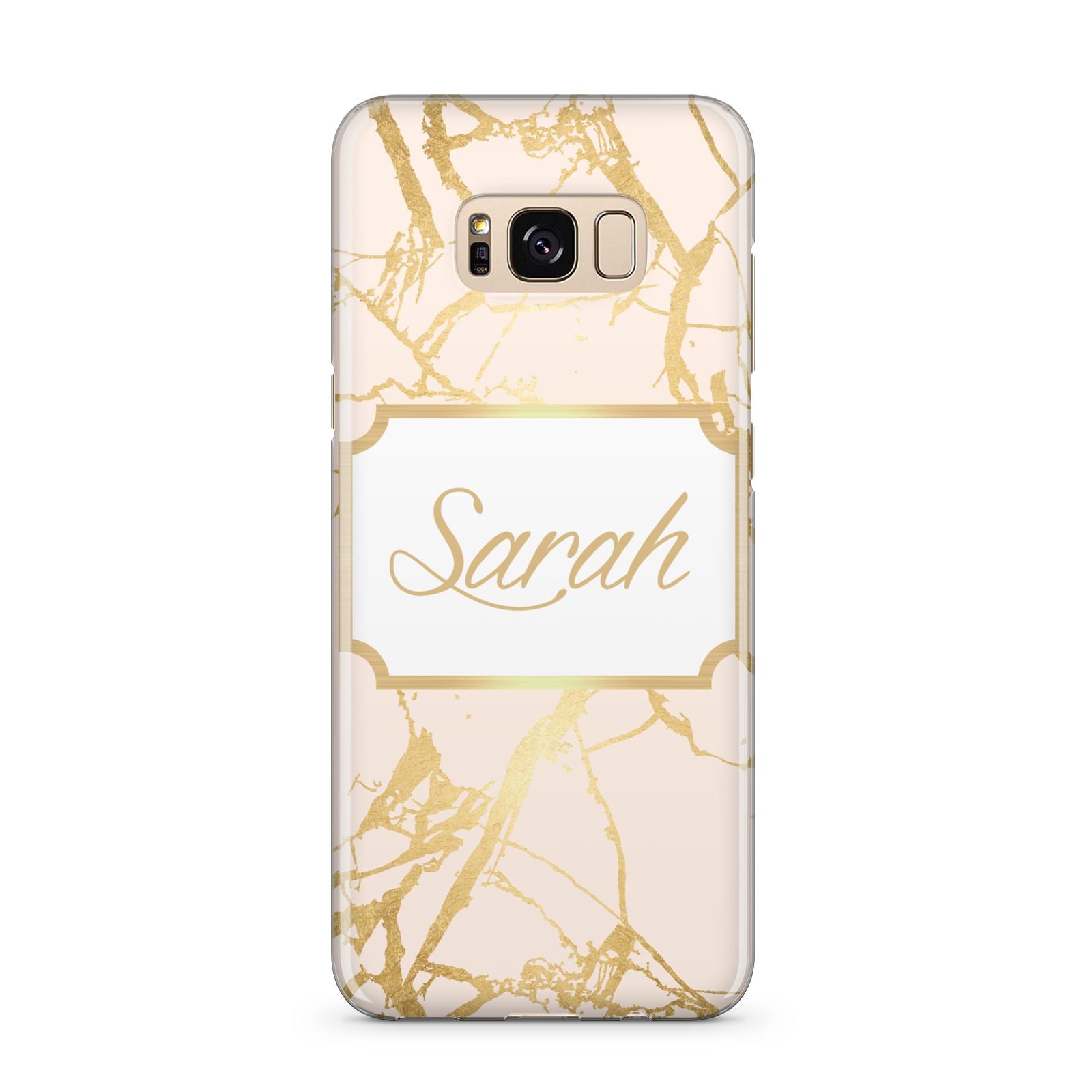 Personalised Gold Marble Pink Name Samsung Galaxy S8 Plus Case