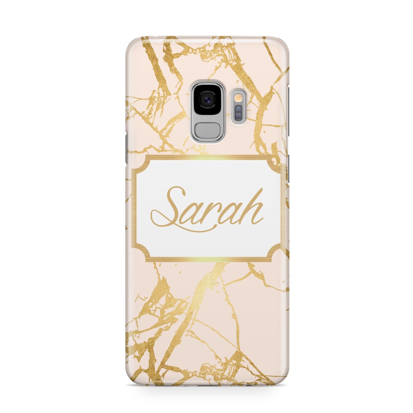 Personalised Gold Marble Pink Name Samsung Galaxy S9 Case