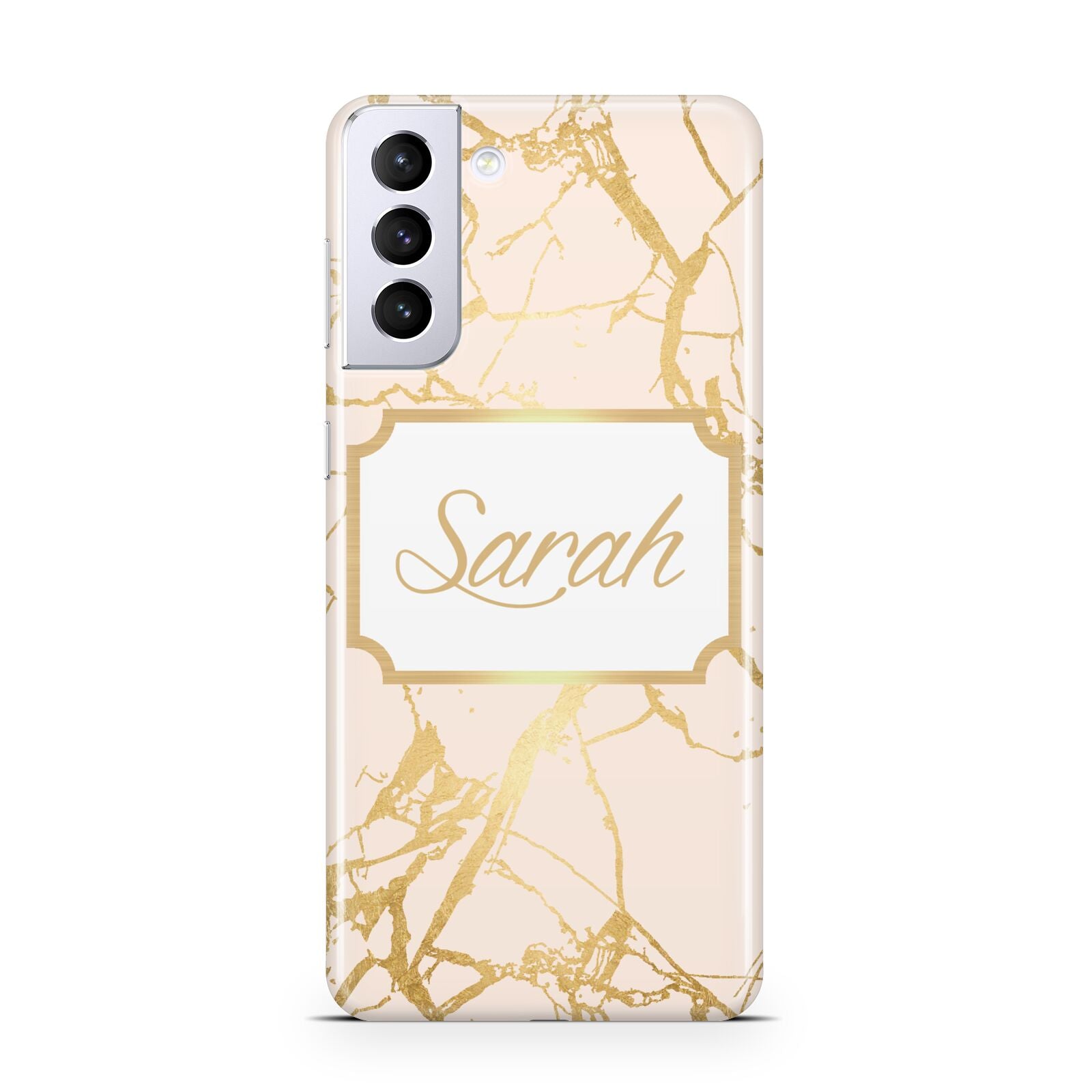 Personalised Gold Marble Pink Name Samsung S21 Plus Case