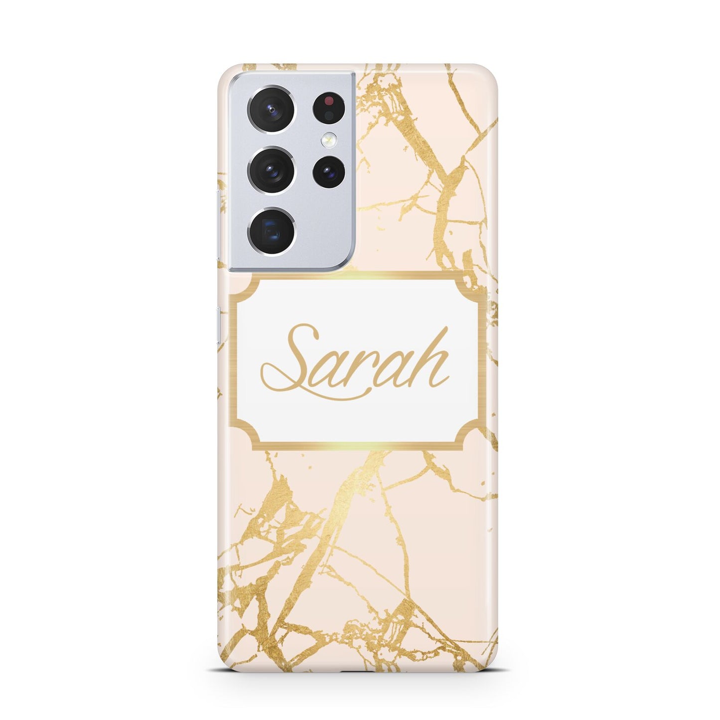 Personalised Gold Marble Pink Name Samsung S21 Ultra Case