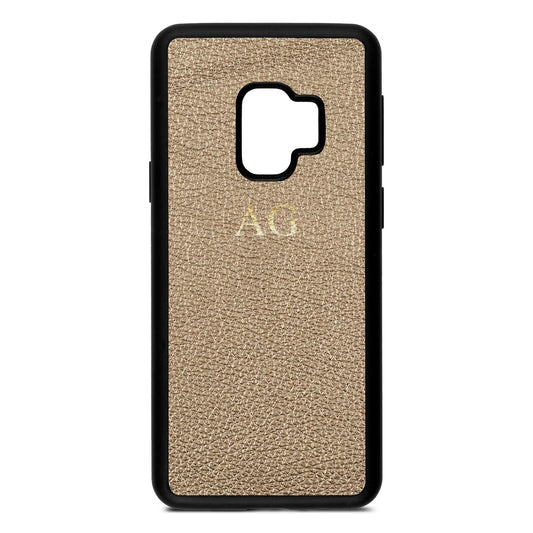 Personalised Gold Pebble Leather Samsung S9 Case