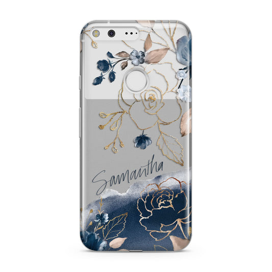 Personalised Gold Peonies Google Pixel Case