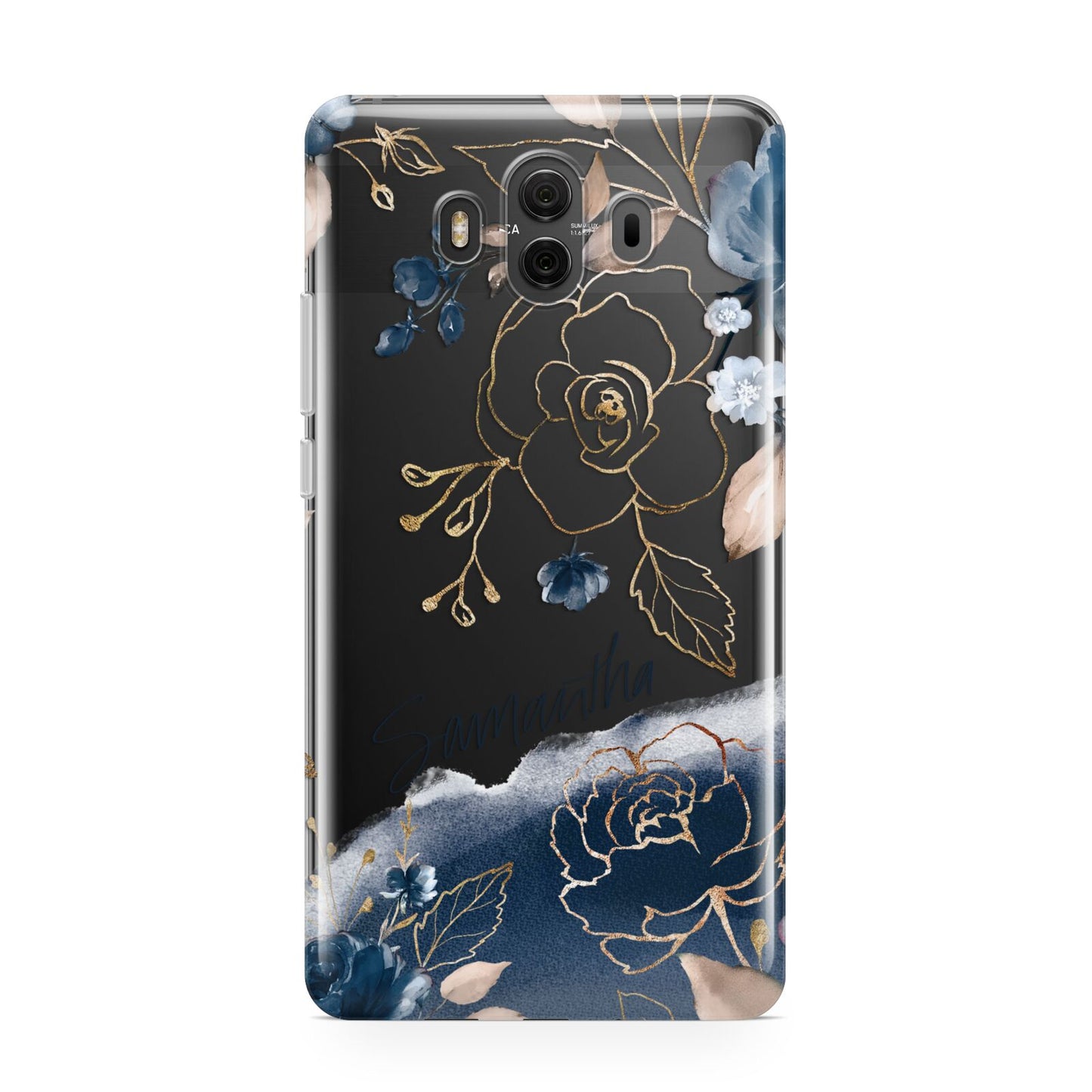 Personalised Gold Peonies Huawei Mate 10 Protective Phone Case