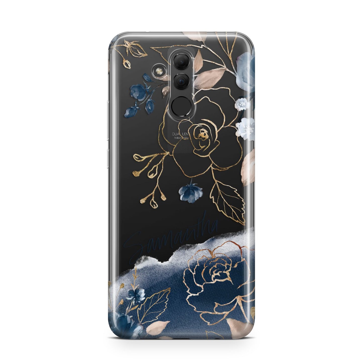 Personalised Gold Peonies Huawei Mate 20 Lite