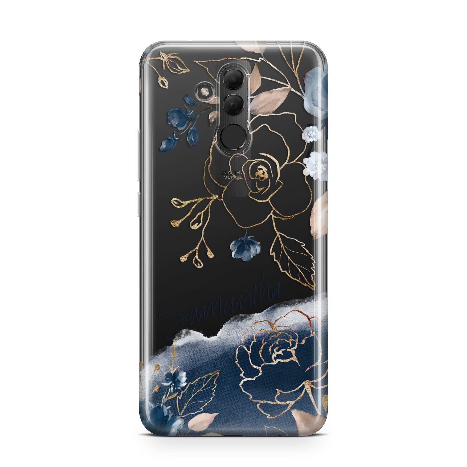 Personalised Gold Peonies Huawei Mate 20 Lite