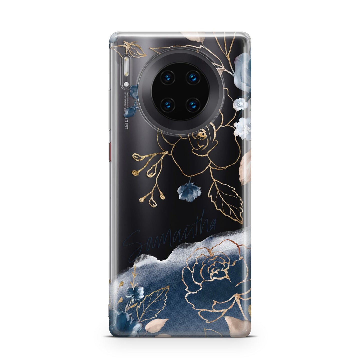 Personalised Gold Peonies Huawei Mate 30 Pro Phone Case