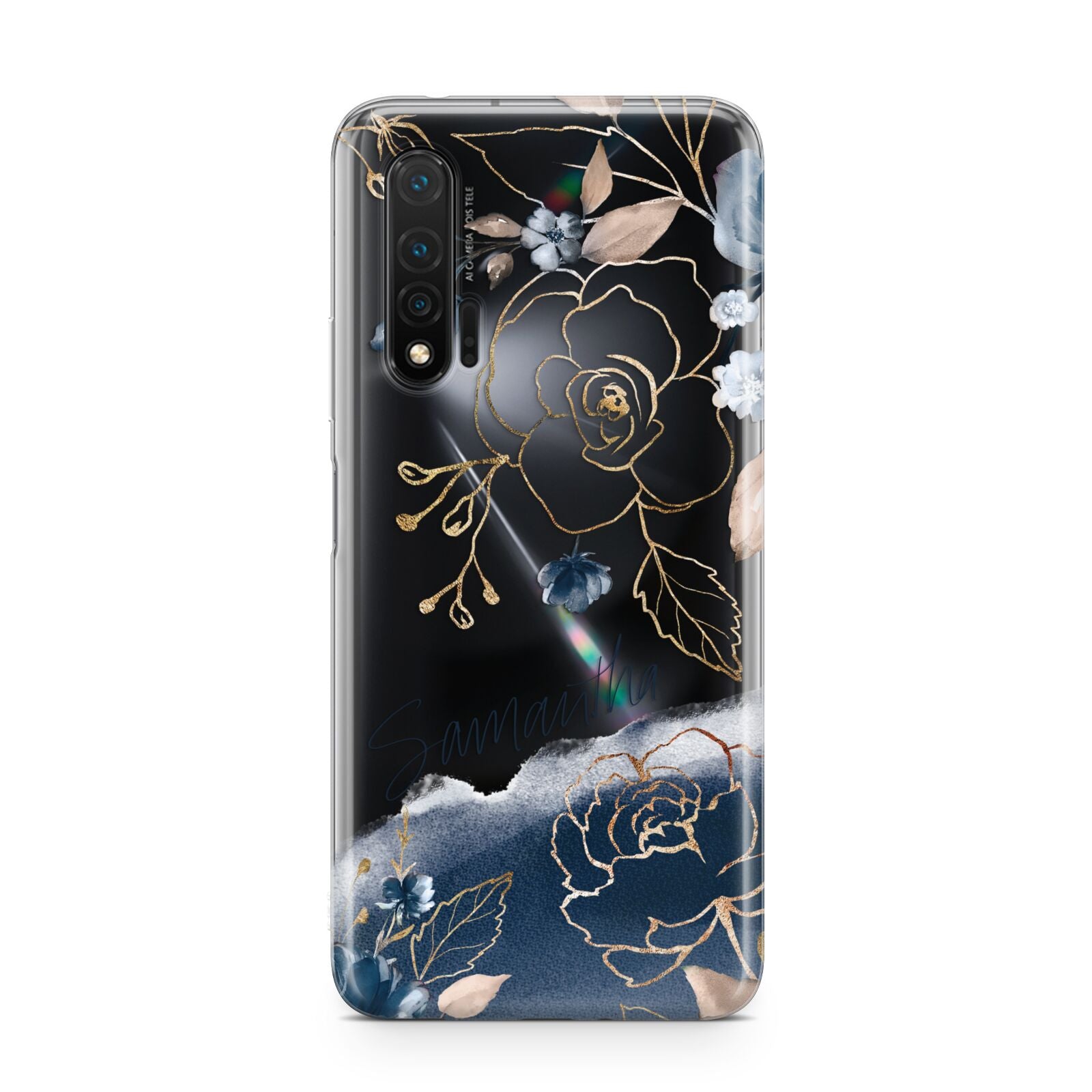 Personalised Gold Peonies Huawei Nova 6 Phone Case