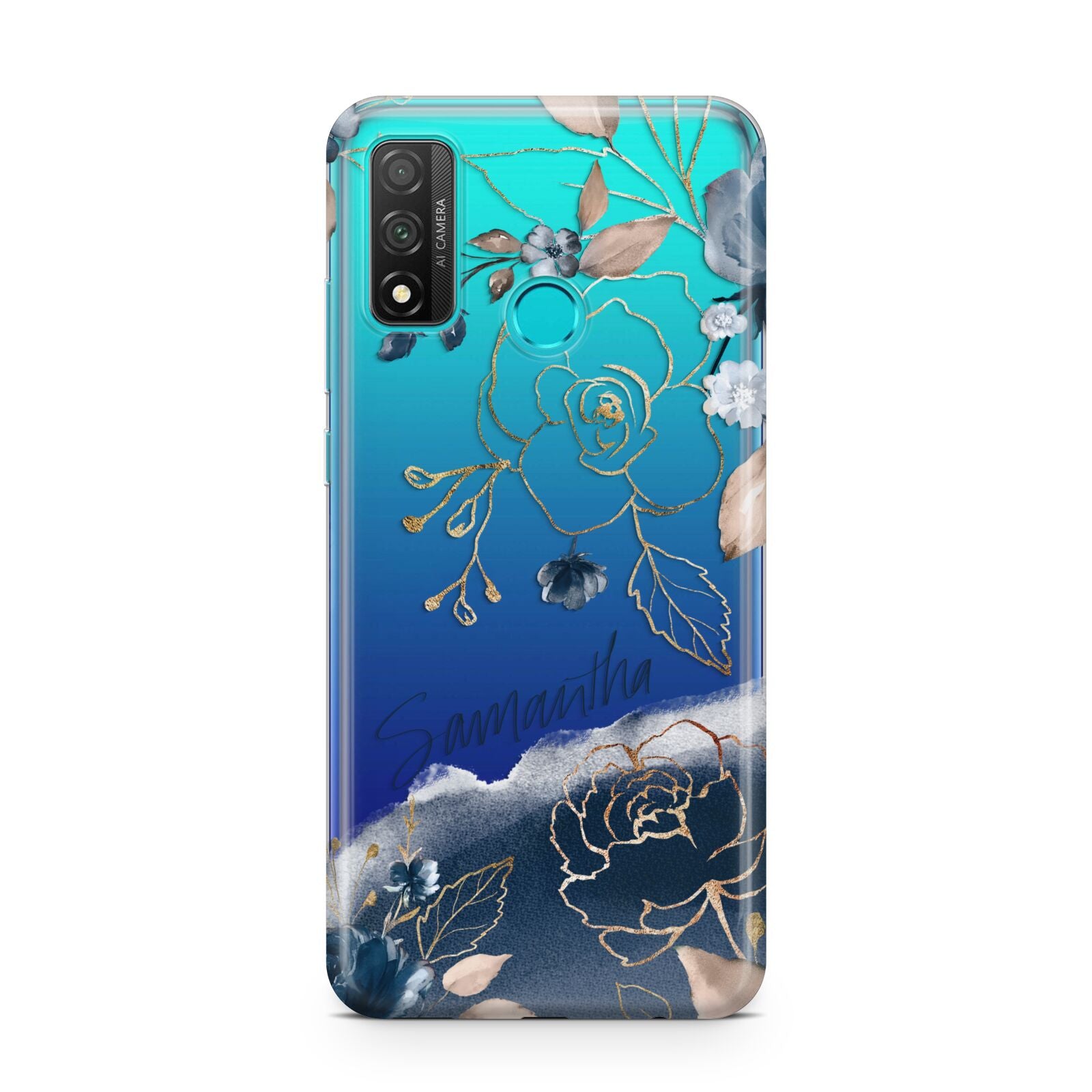 Personalised Gold Peonies Huawei P Smart 2020