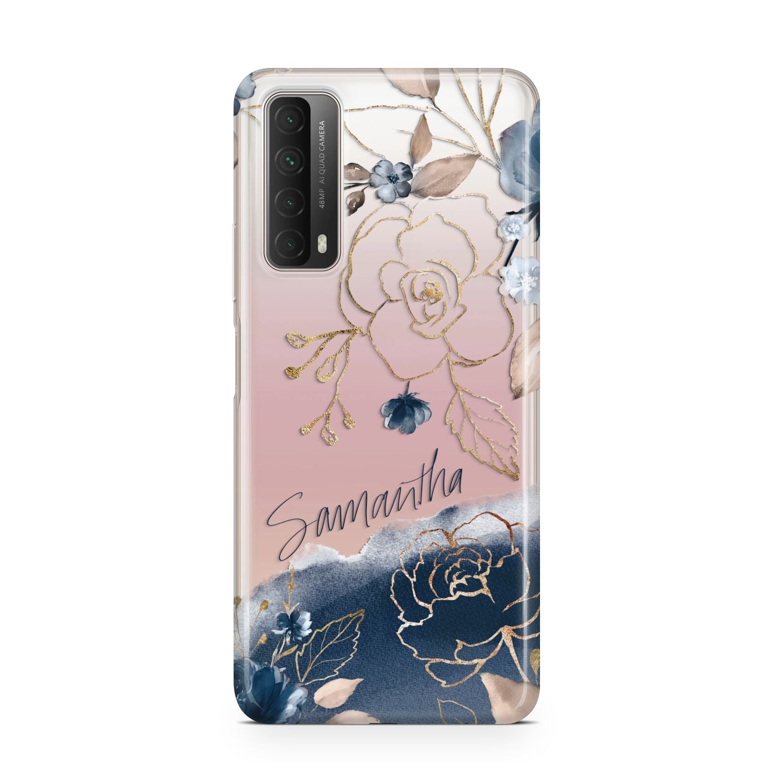 Personalised Gold Peonies Huawei P Smart 2021