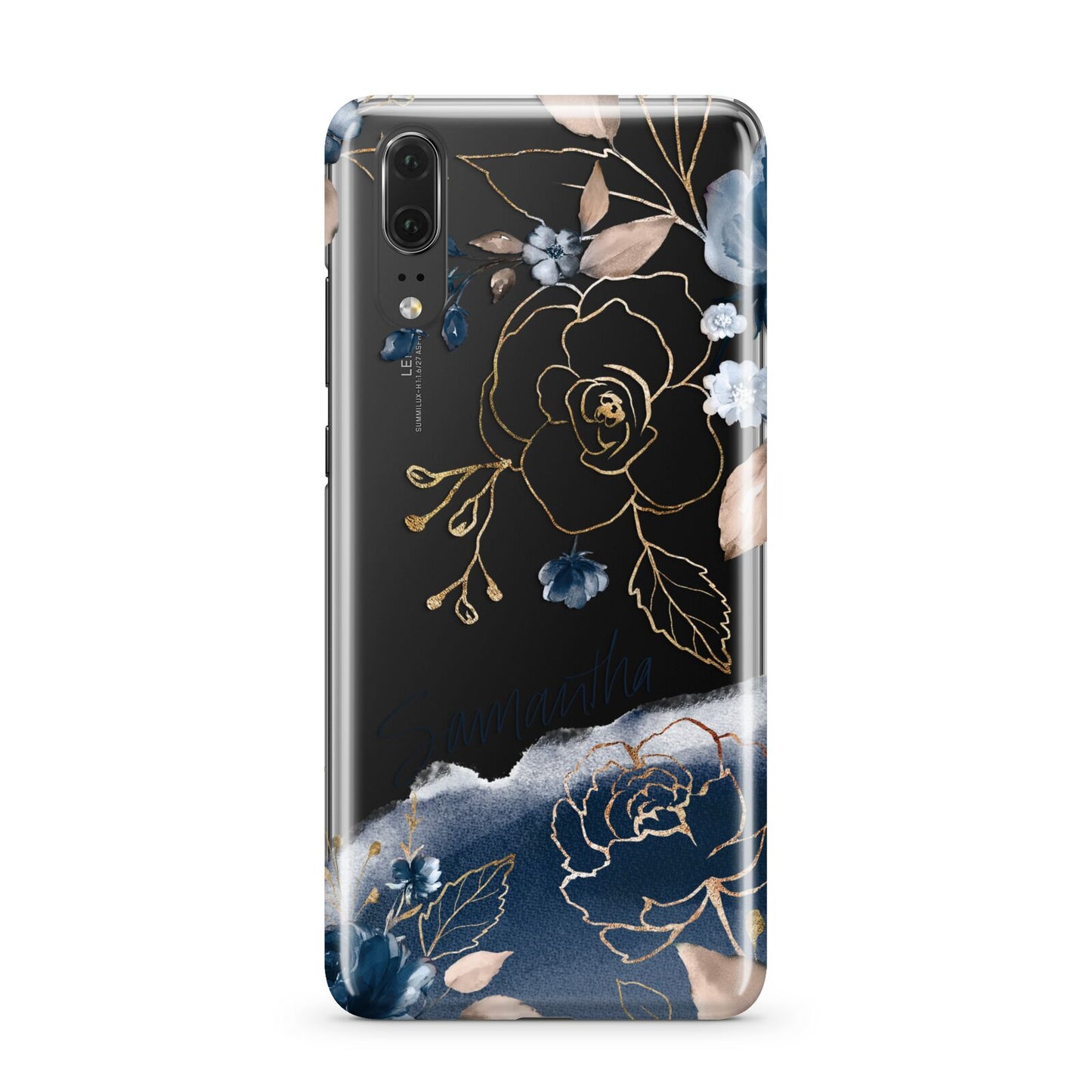 Personalised Gold Peonies Huawei P20 Phone Case