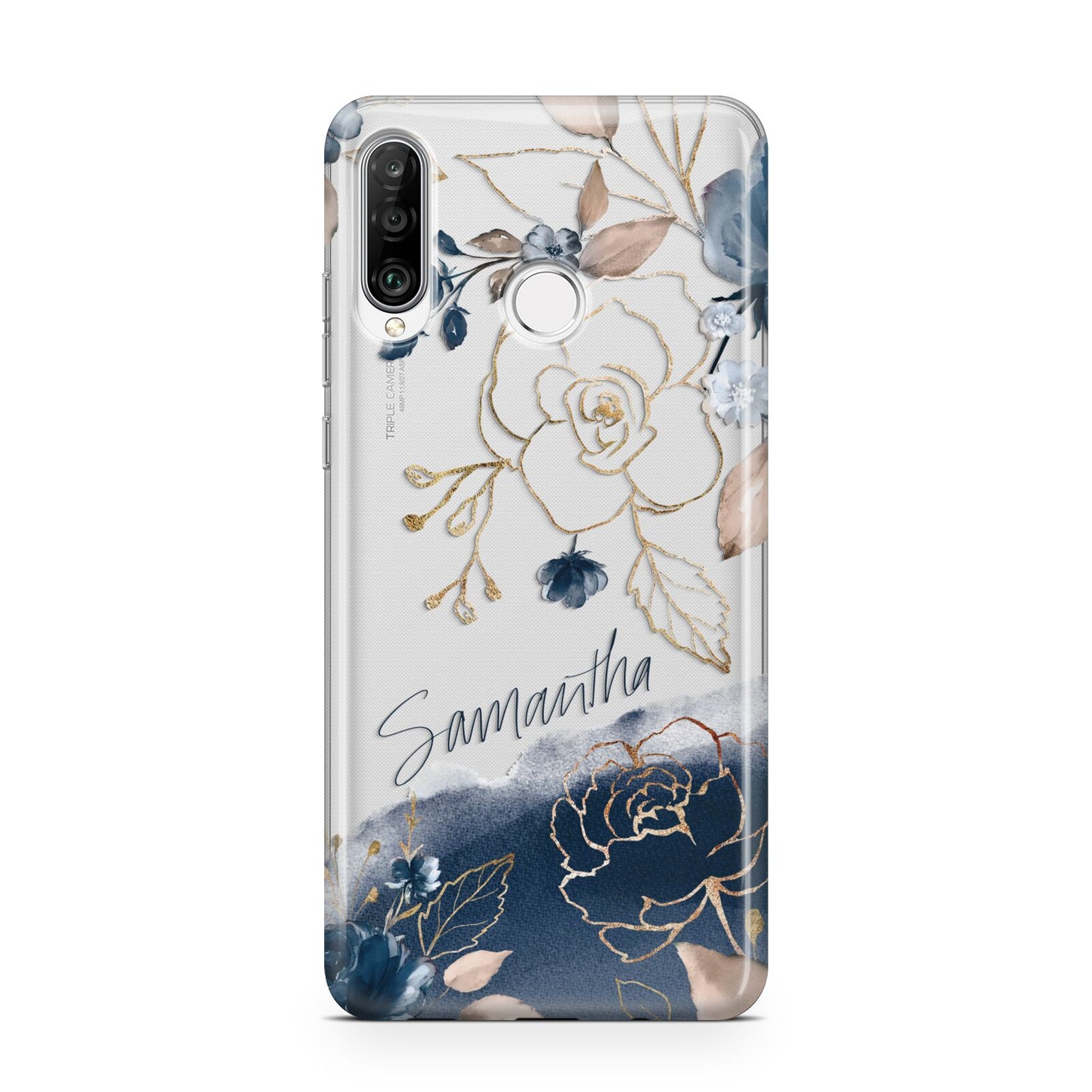 Personalised Gold Peonies Huawei P30 Lite Phone Case