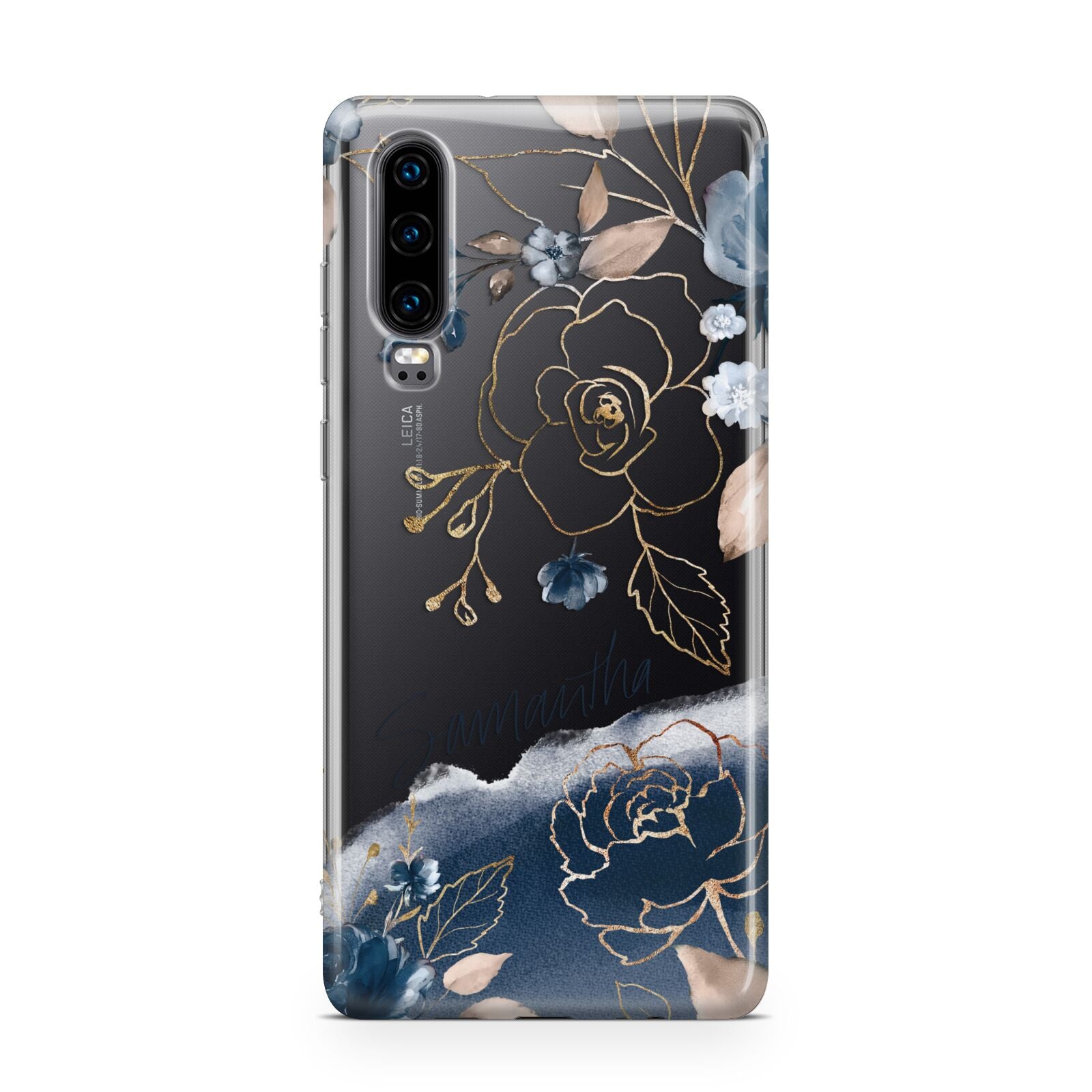 Personalised Gold Peonies Huawei P30 Phone Case