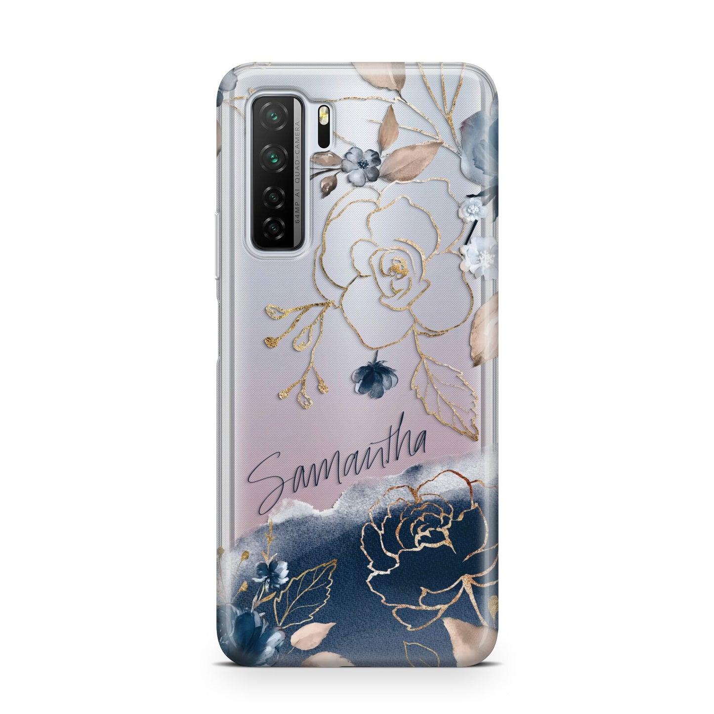 Personalised Gold Peonies Huawei P40 Lite 5G Phone Case