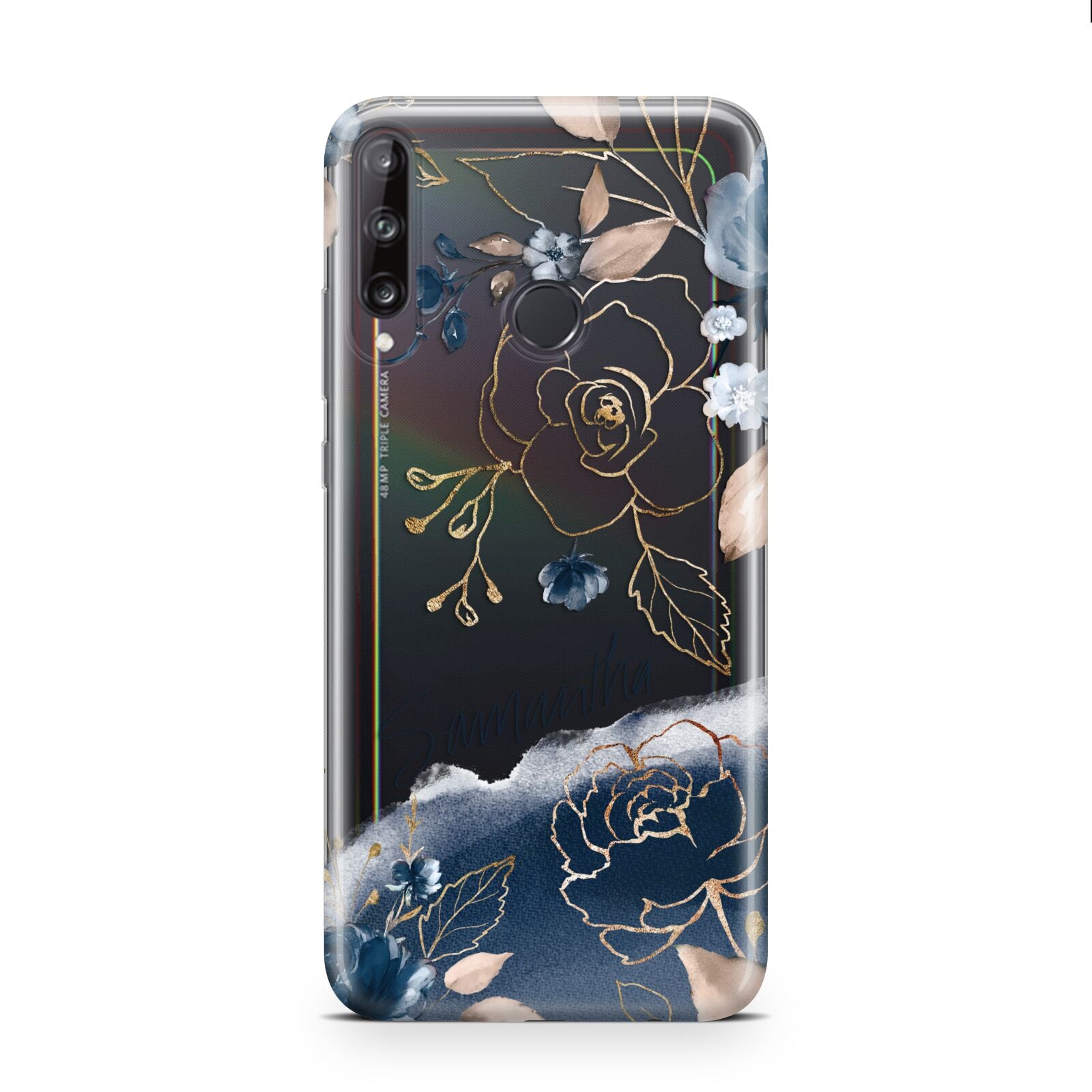 Personalised Gold Peonies Huawei P40 Lite E Phone Case