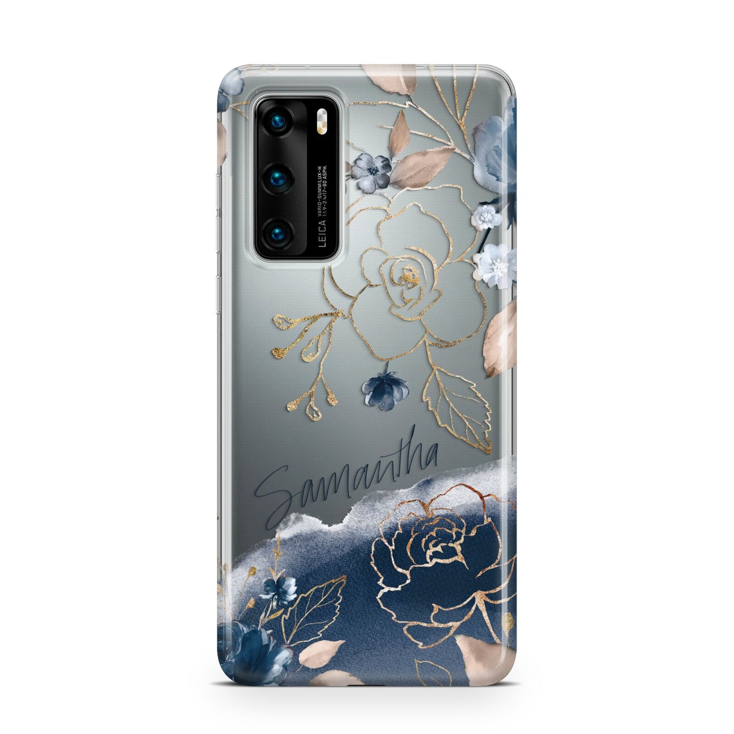 Personalised Gold Peonies Huawei P40 Phone Case