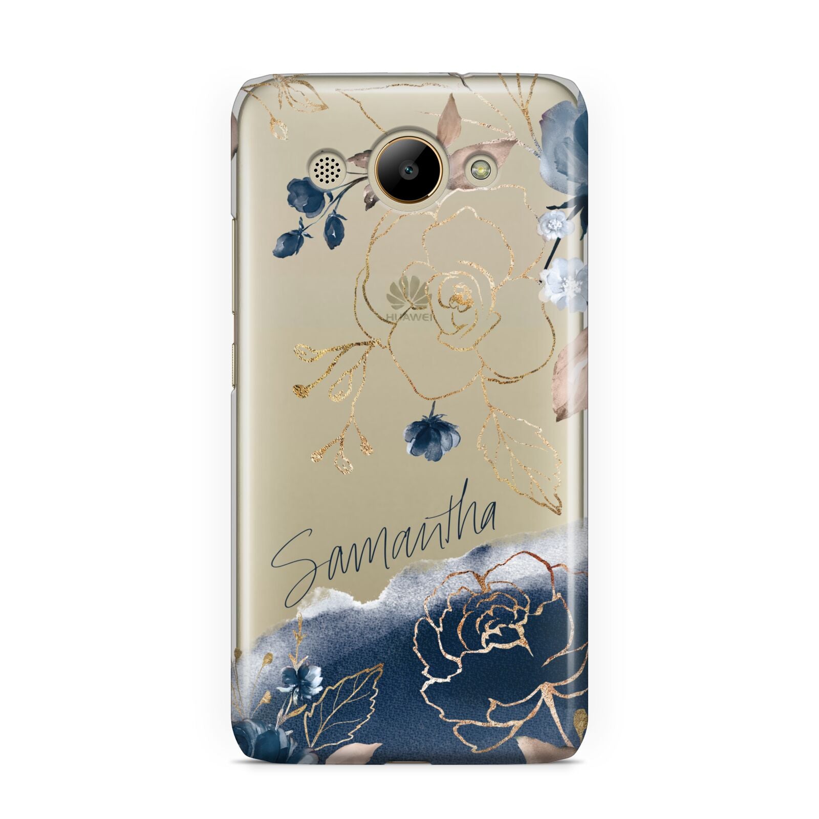 Personalised Gold Peonies Huawei Y3 2017