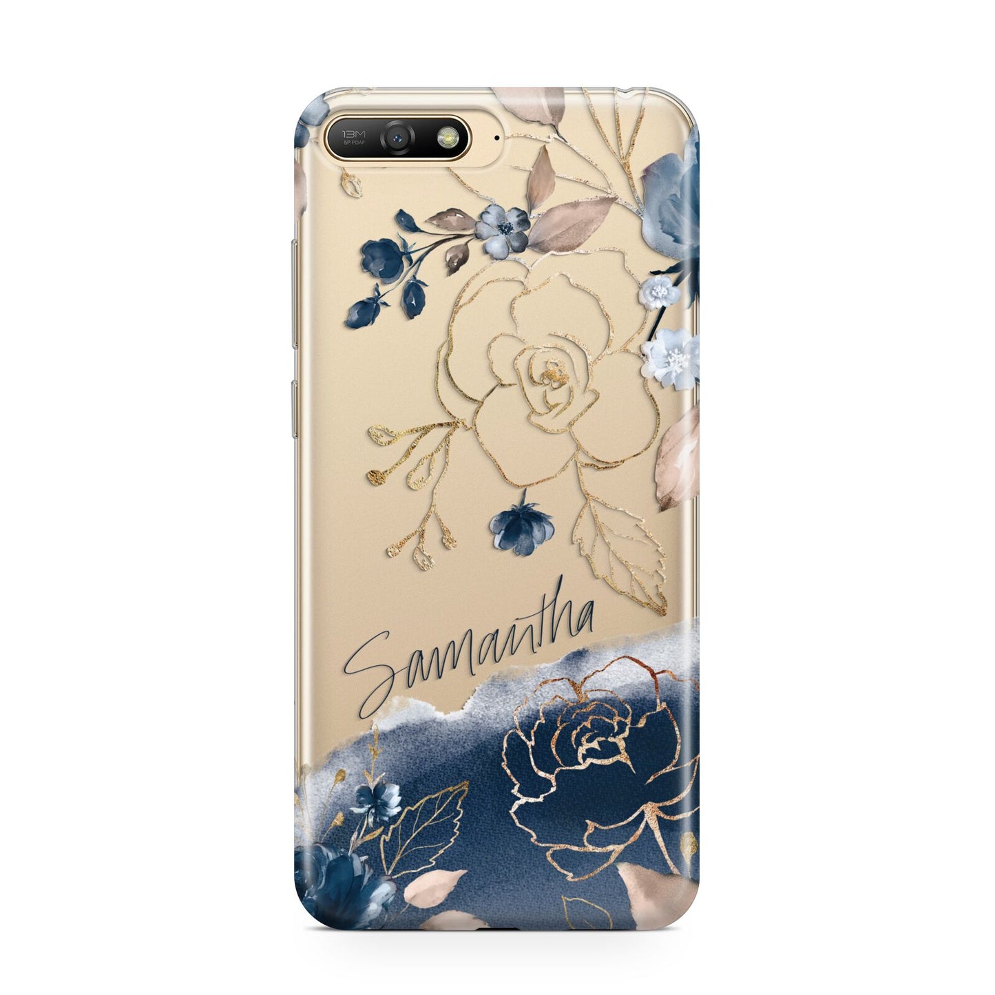 Personalised Gold Peonies Huawei Y6 2018